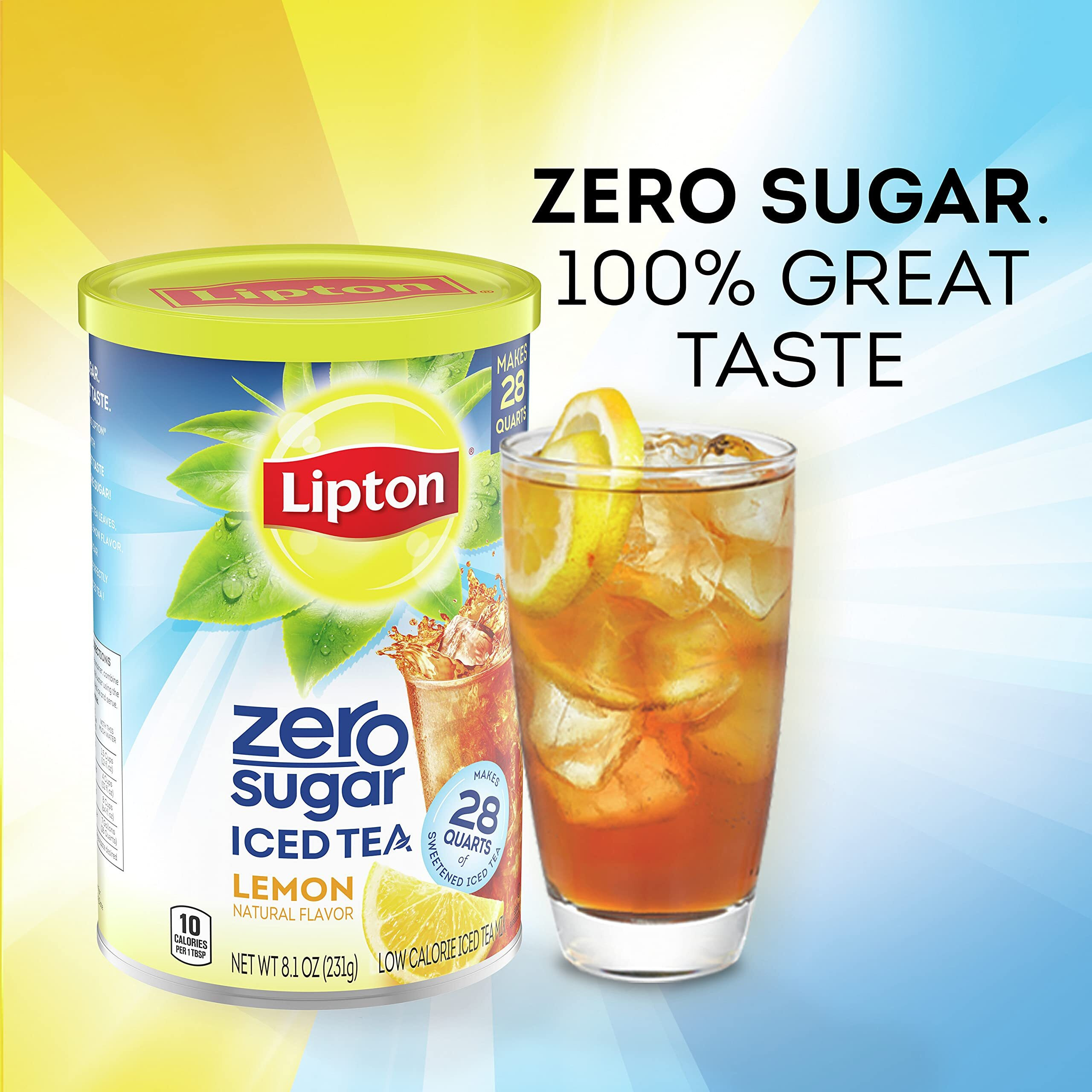Lipton Zero Sugar Iced Tea Mix, Lemon, Makes 28 Quarts (Pack Of 6)