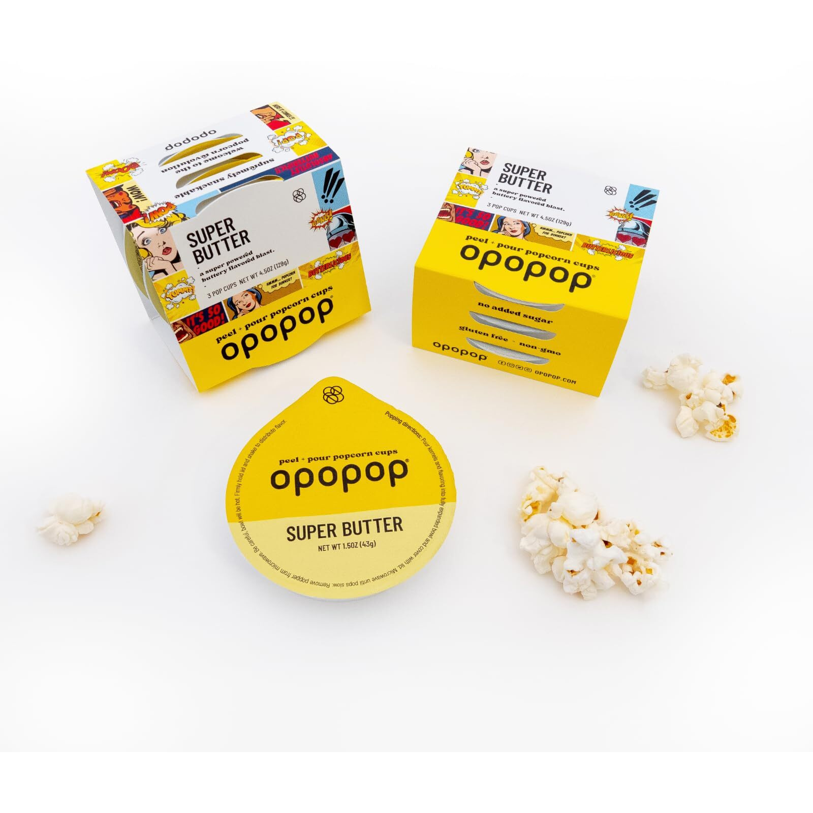 Opopop Microwave Popcorn - Pop Cups Super Butter 6-Pack, Non-Gmo Gourmet Popcorn Kernels & Popcorn Flavoring, Butter Popcorn, Gluten Free Snacks, Easy To Make And No Mess