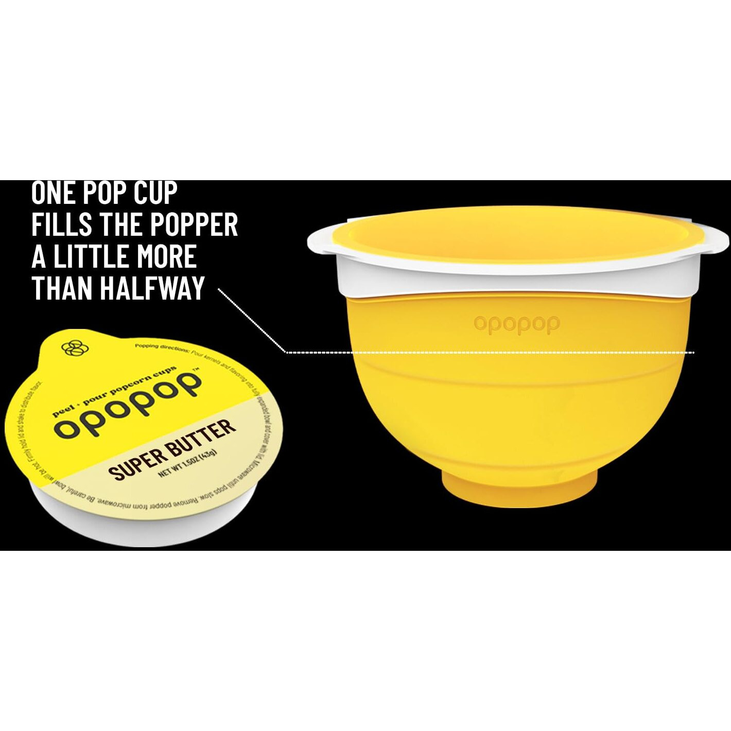 Opopop Microwave Popcorn - Pop Cups Super Butter 6-Pack, Non-Gmo Gourmet Popcorn Kernels & Popcorn Flavoring, Butter Popcorn, Gluten Free Snacks, Easy To Make And No Mess