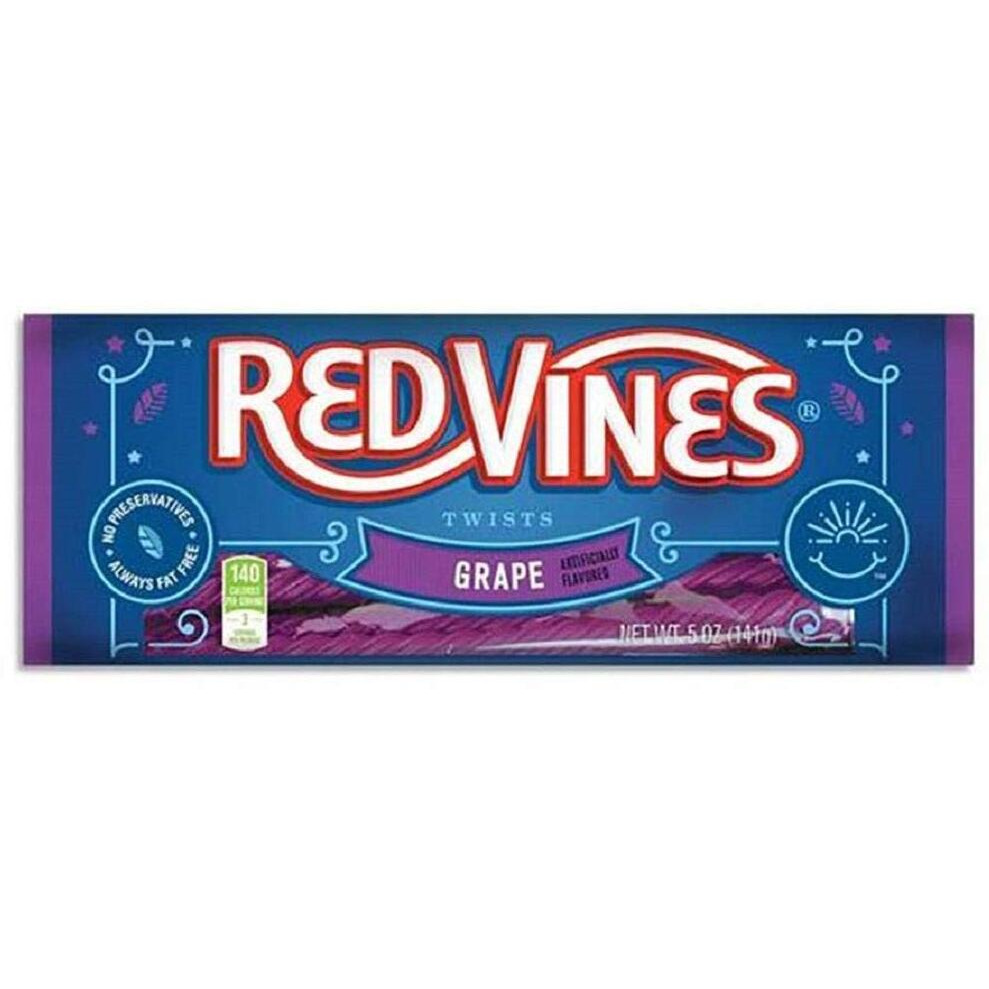 Red Vines Licorice, Grape Flavor Twists, Soft & Chewy Candy, 5Oz Trays (12 Pack)