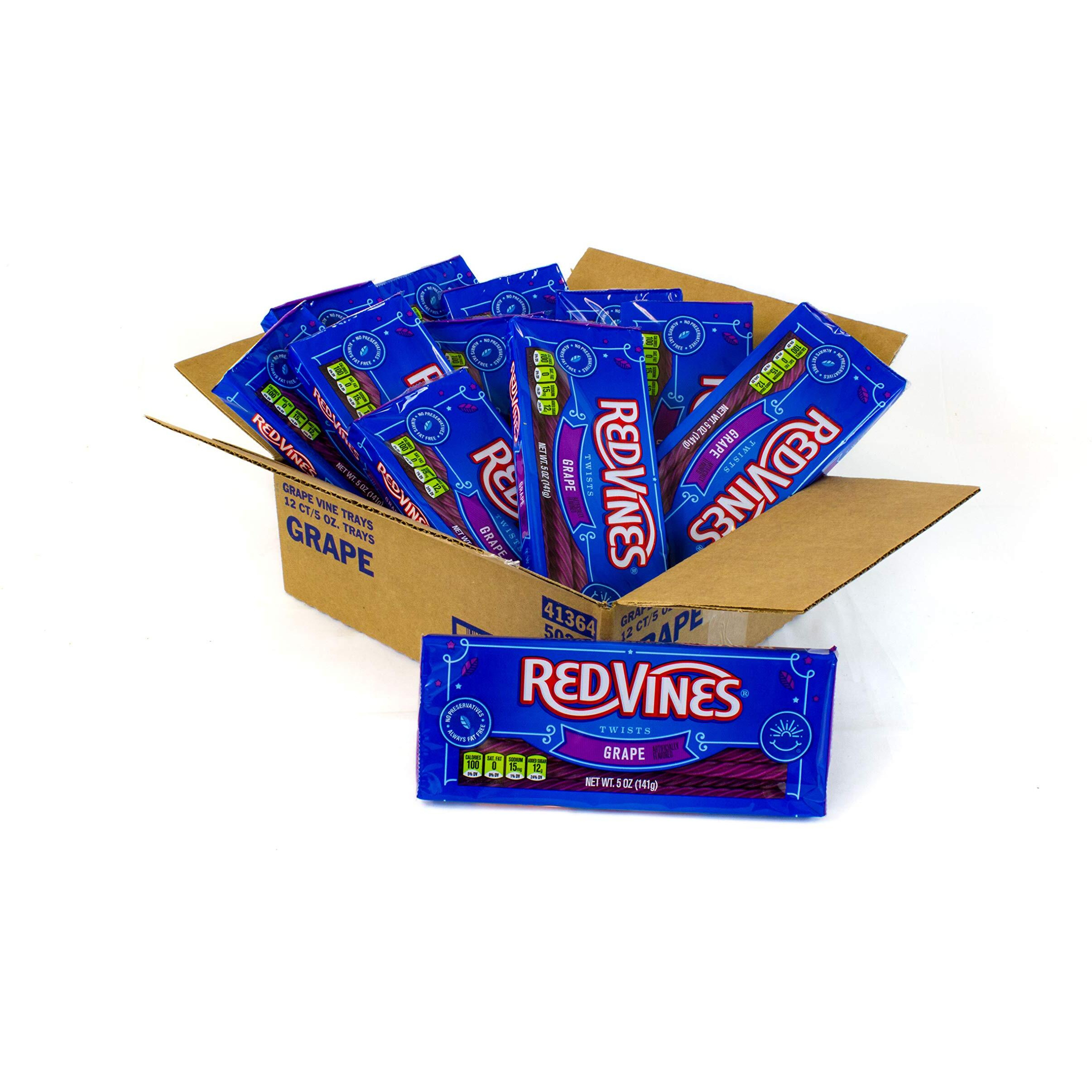 Red Vines Licorice, Grape Flavor Twists, Soft & Chewy Candy, 5Oz Trays (12 Pack)