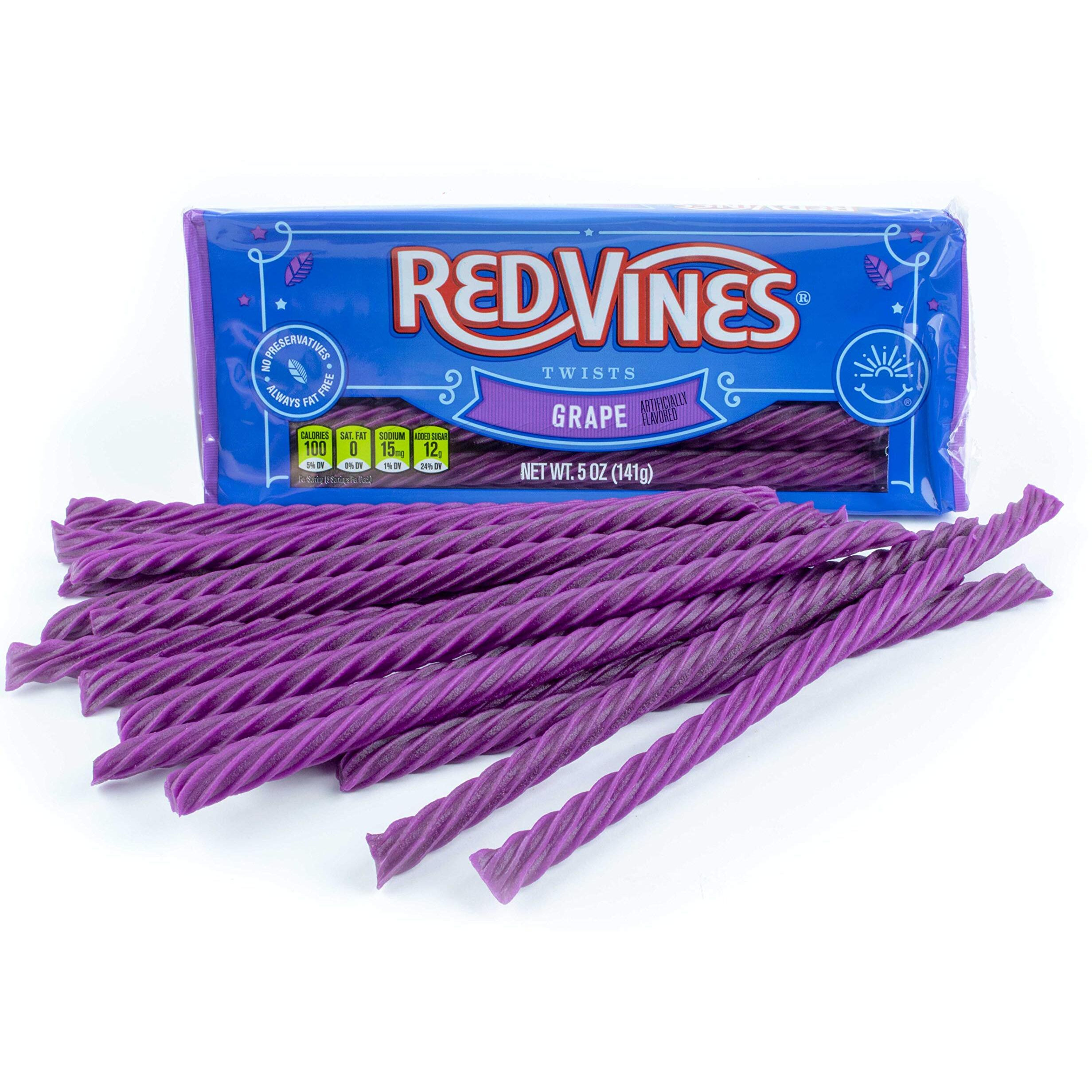 Red Vines Licorice, Grape Flavor Twists, Soft & Chewy Candy, 5Oz Trays (12 Pack)