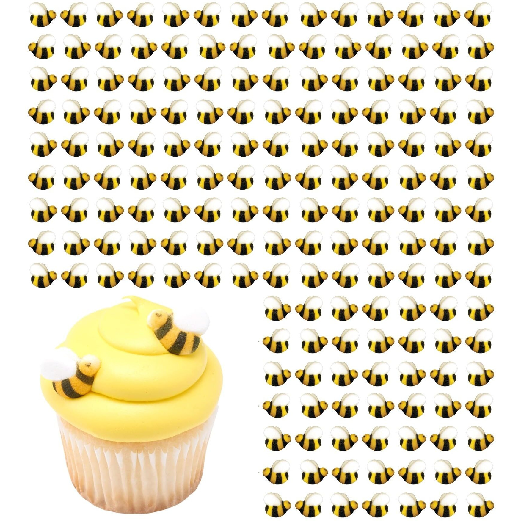 Lucks Dec-Ons Decorations Molded Sugar/Cup-Cake Topper, Bumble Bees Assortment, 1 Inch, 176 Count