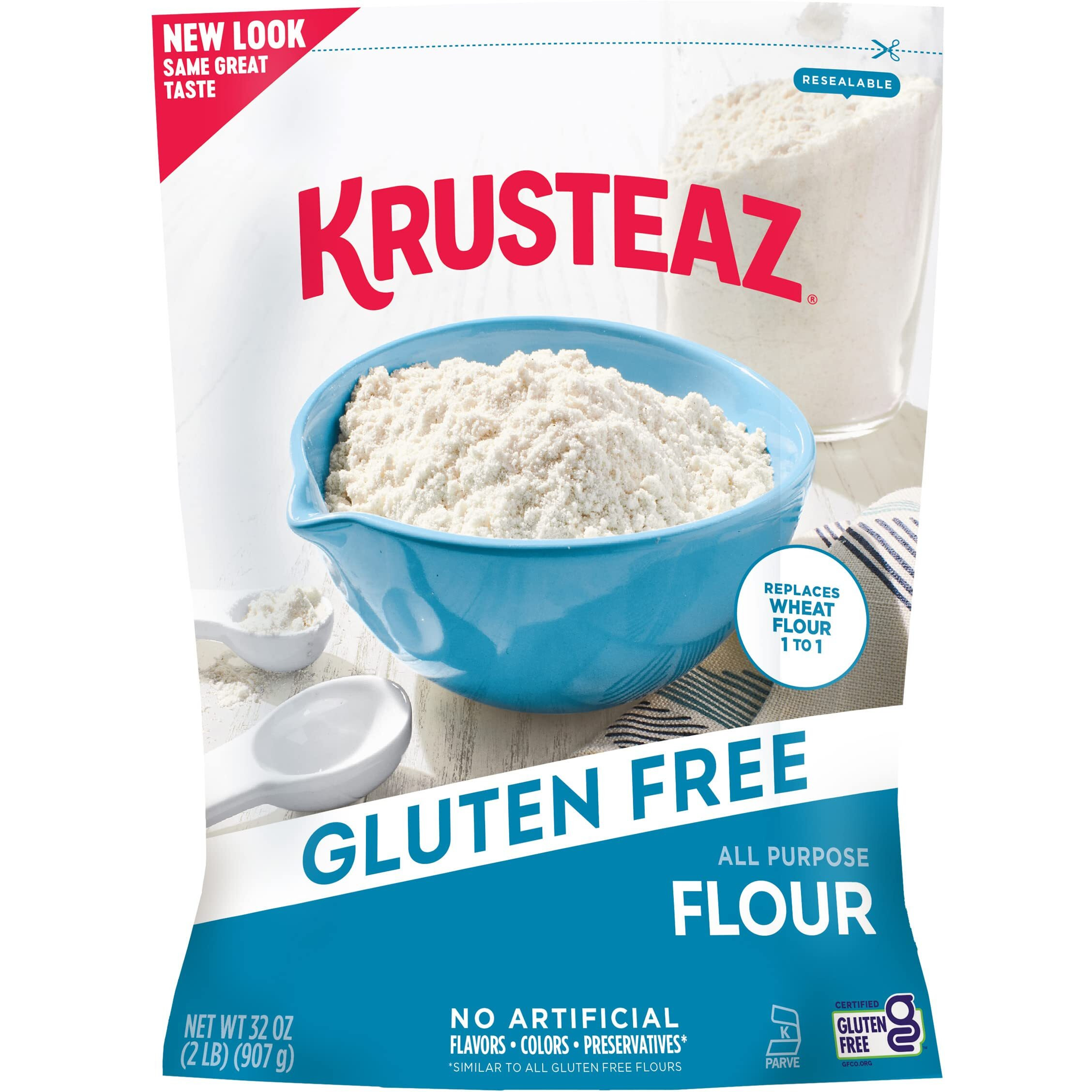 Krusteaz Gluten Free All-Purpose Flour, No Artificial Flavors, Colors, Or Preservatives, 32 Oz Boxes (Pack Of 8)