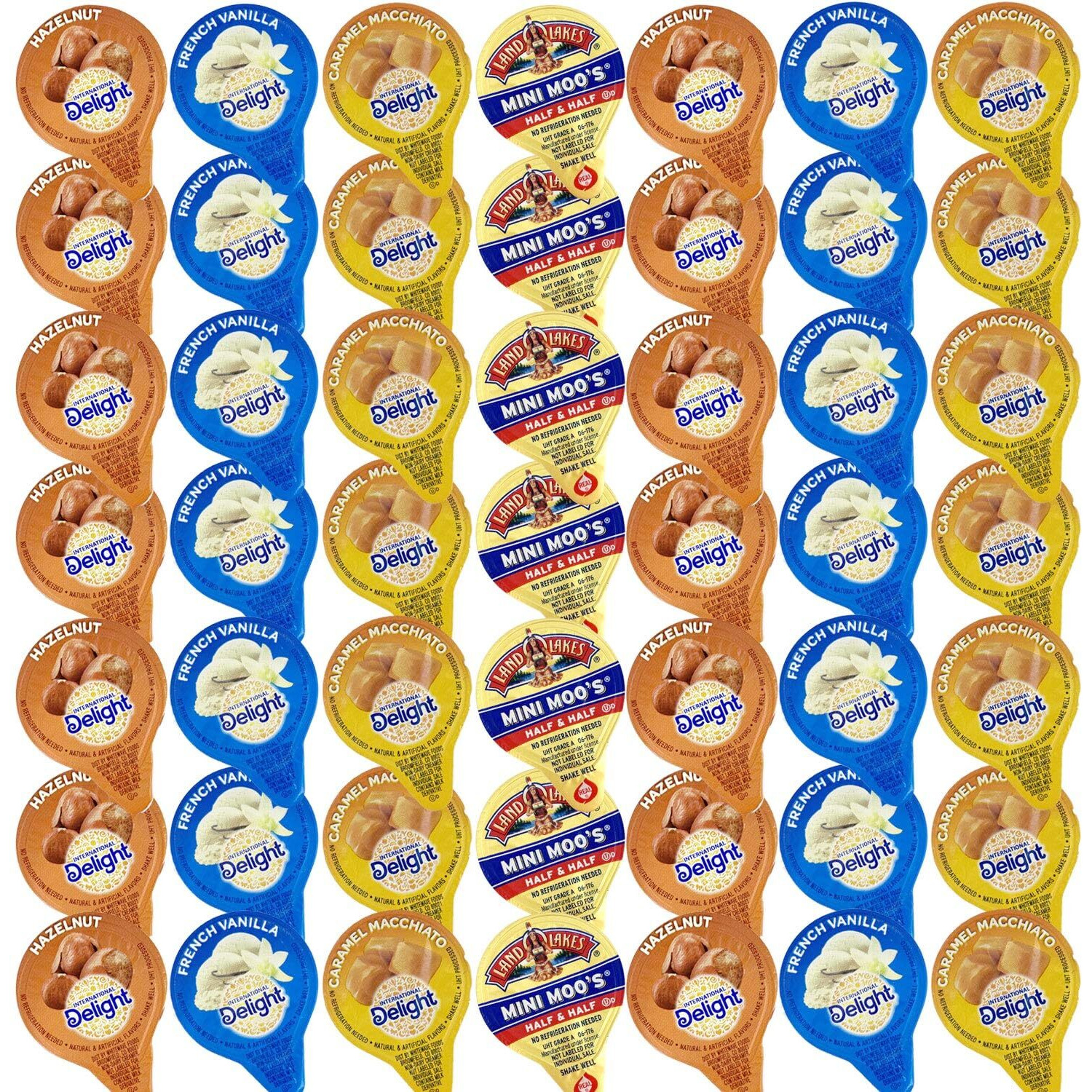 4 Flavors Assortment Single Serve Coffee Cream Creamer Set, Various Sweet Creamers, Delight Coffee Creamer & Mini Moo's In Signature Box Packed