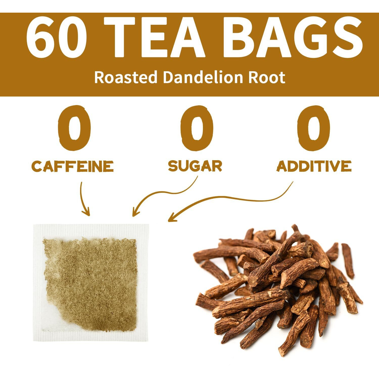 Lynginya Dandelion Root Tea, 60 Tea Bags - Premium Roasted Dandelion Root - Natural Herbal Tea - Rich Flavor Of Dandelion Root - No Sugar & No Caffeine