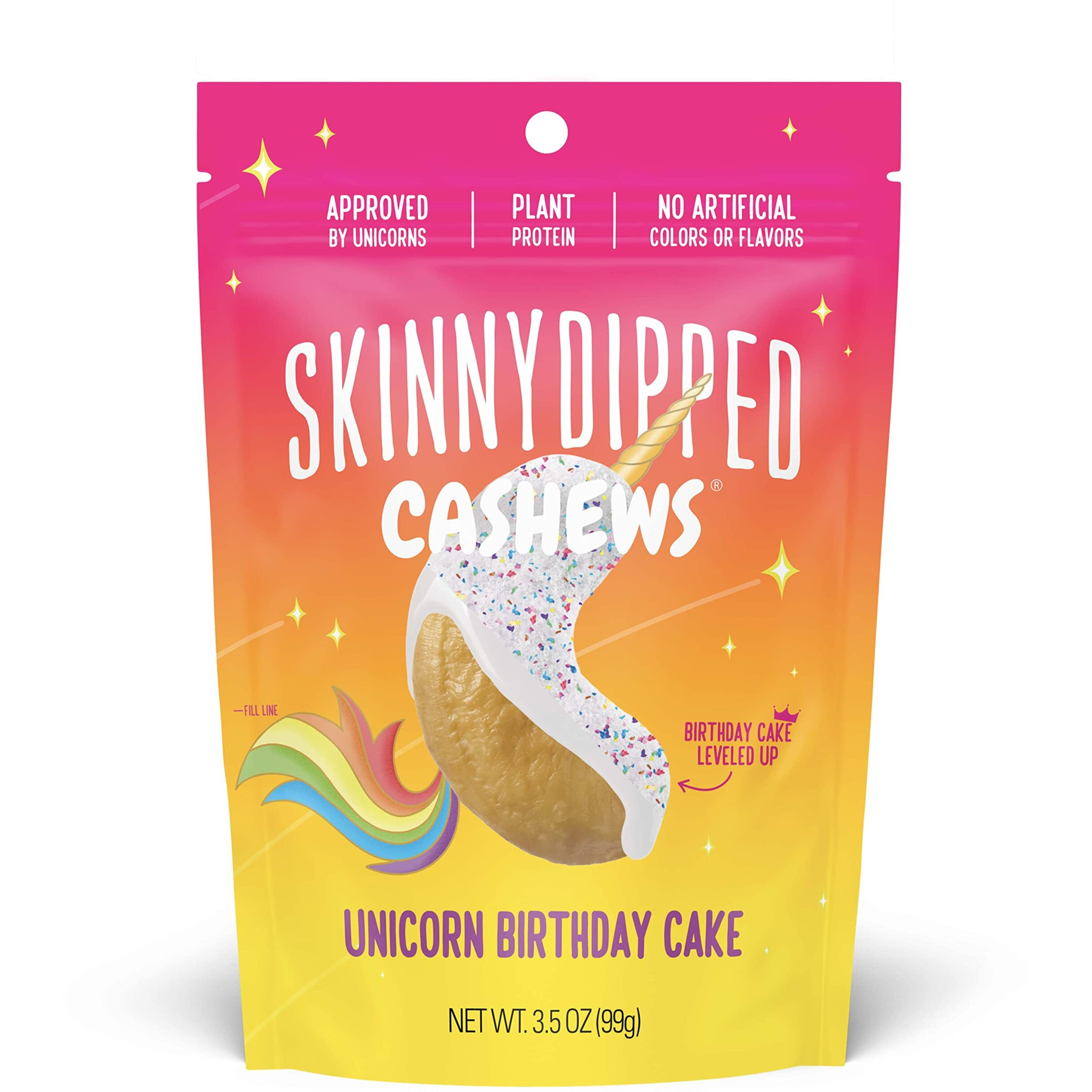 Skinnydipped Unicorn Birthday Cake Cashews, Healthy Snack, Plant Protein, Gluten Free, Resealable Bags, 3.5 Ounce (Pack Of 5)