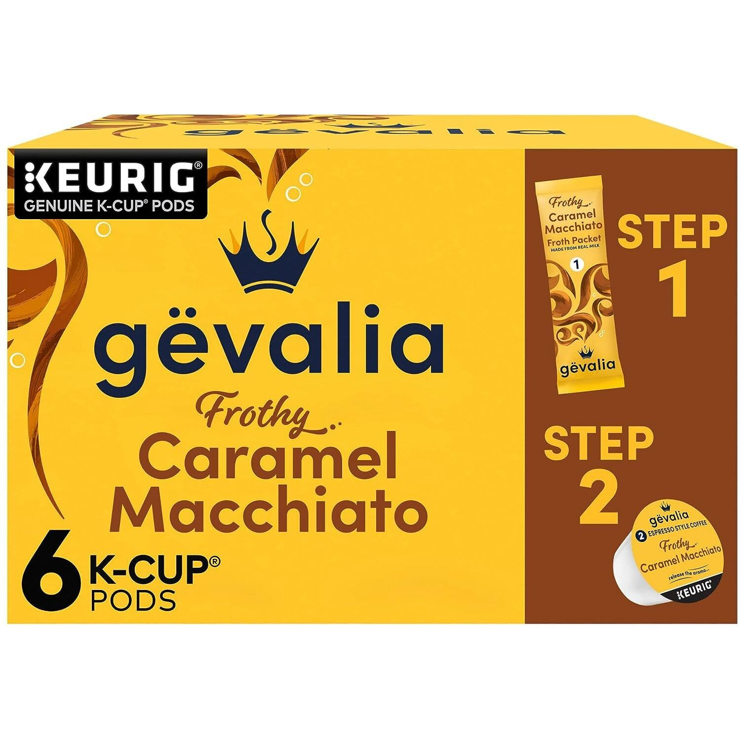 Gevalia Caramel Macchiato Latte Coffee, K-Cup Pods, 5.98 Oz, (18 Count,Pack - 3)