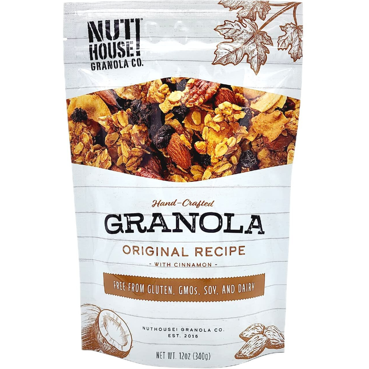 Nuthouse Granola Company - Premium Original Recipe Granola | Certified Gluten-Free, Non-Gmo, Kosher | Vegan, Soy-Free | 12 Oz. Bag (3-Pack)