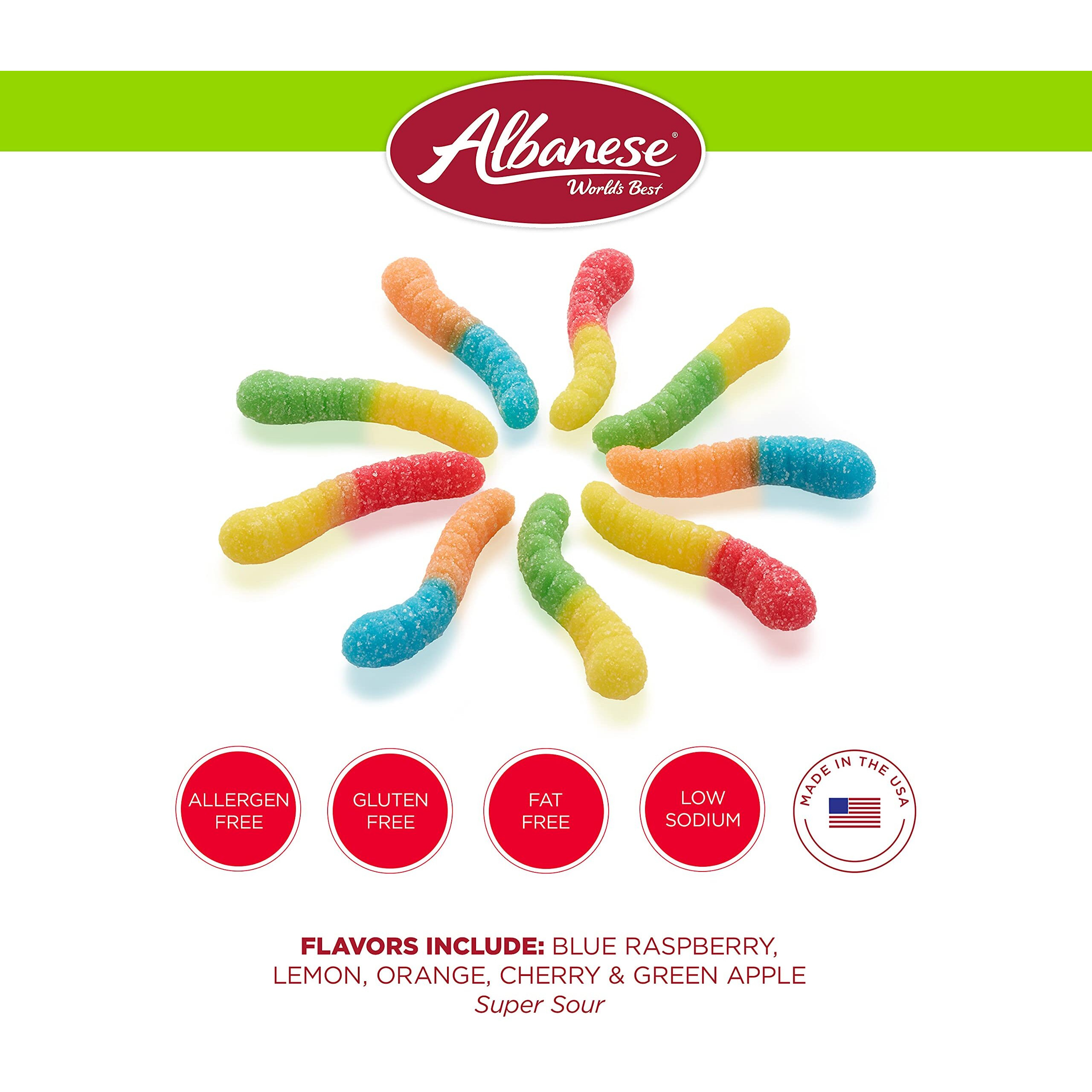 Albanese World's Best Sour Mini Neon Gummi Worms, 4.5Lbs Of Candy