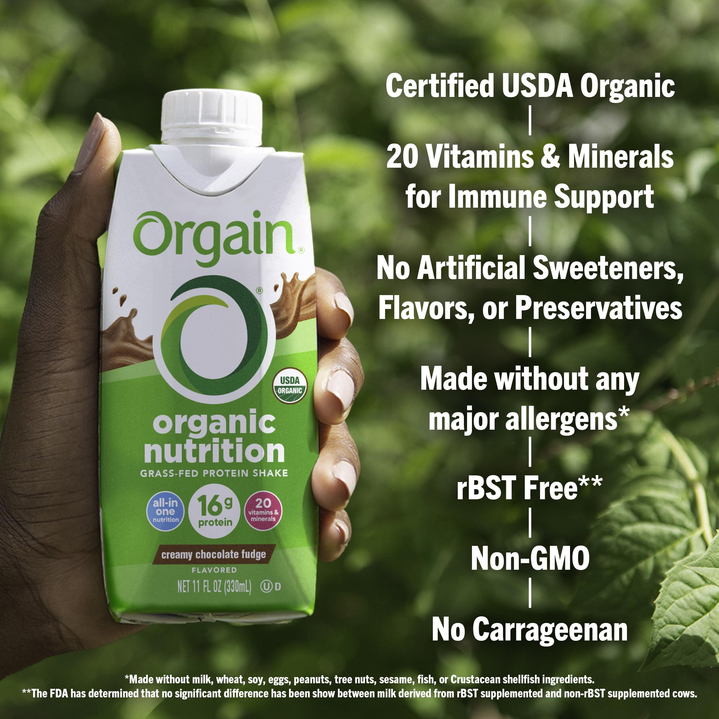 Orgain Organic Nutritional Protein Shake, Creamy Chocolate Fudge - 16G Grass Fed Whey Protein, Meal Replacement, 20 Vitamins & Minerals, Fruits & Vegetables, Gluten Free, Non-Gmo, 11 Fl Oz (4 Pack)