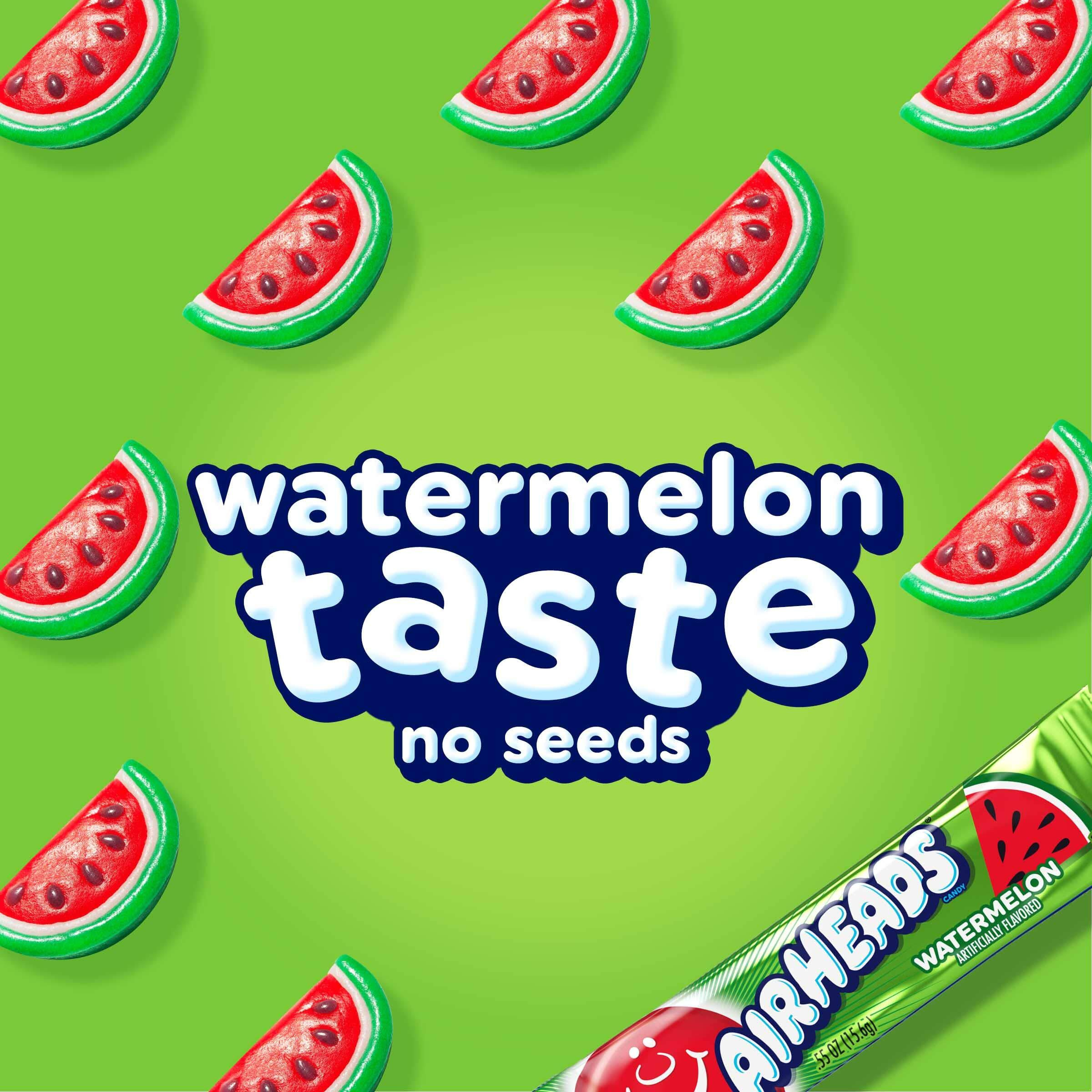 Airheads Candy, Watermelon Flavor, Individually Wrapped Full Size Bars, Taffy, Non Melting, Party, Pack Of 36 Bars