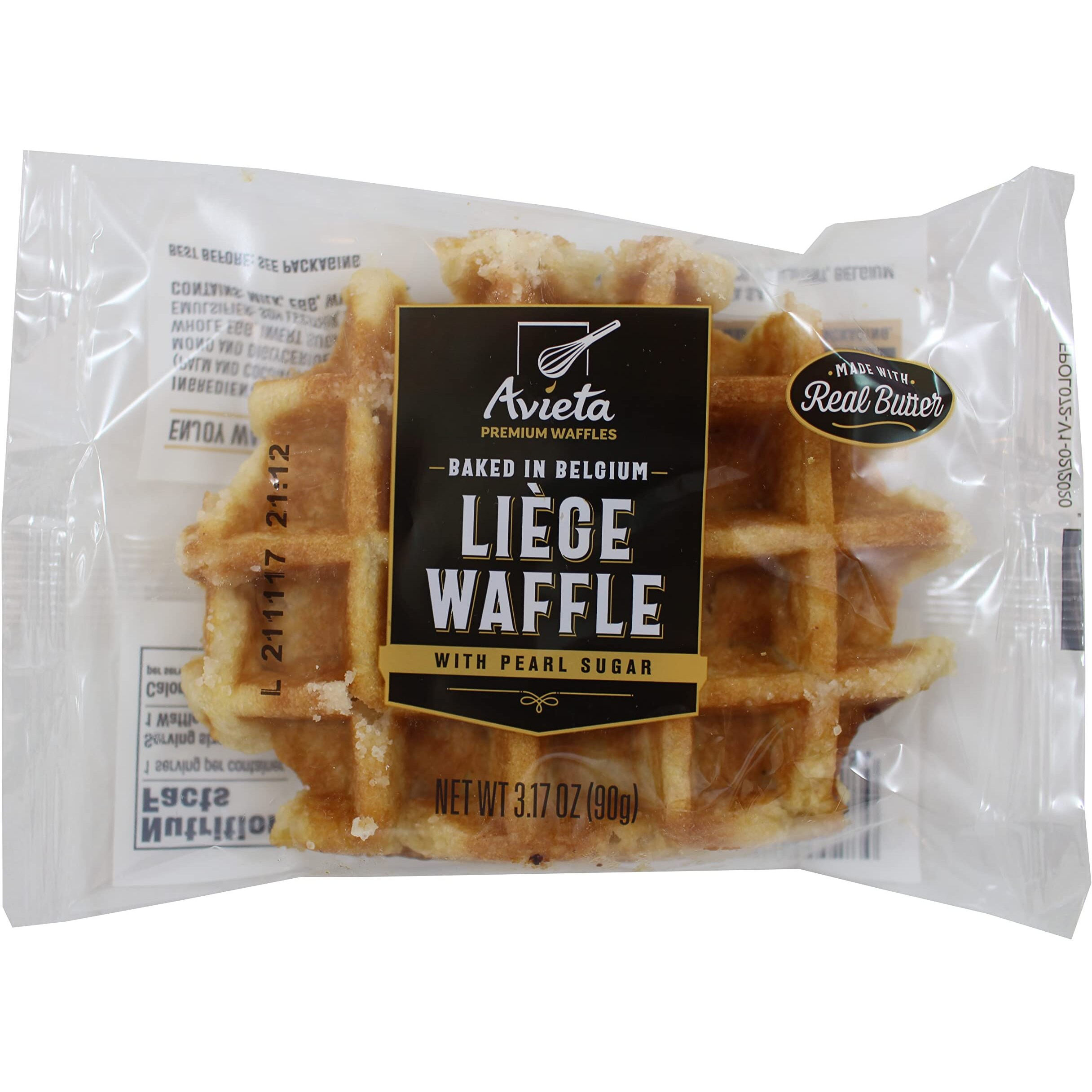 Avieta Belgian Pearl Sugar Waffles, 12 Individually Packed 3.17 Ounce