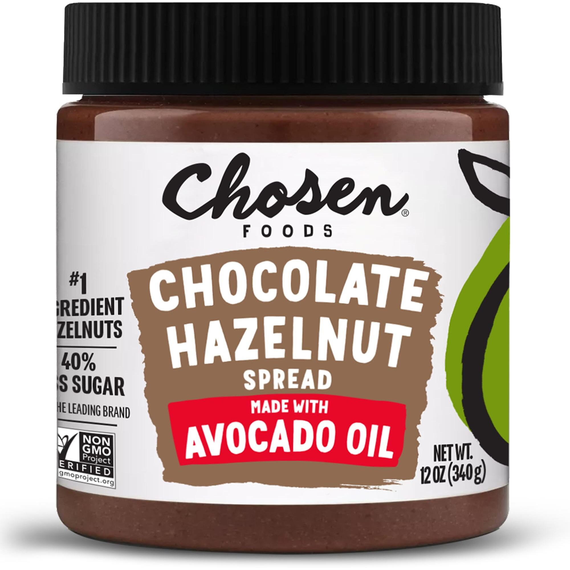 Chosen Foods Chocolate Hazelnut Spread Made With 100% Pure Avocado Oil 12 Oz 1-Pack