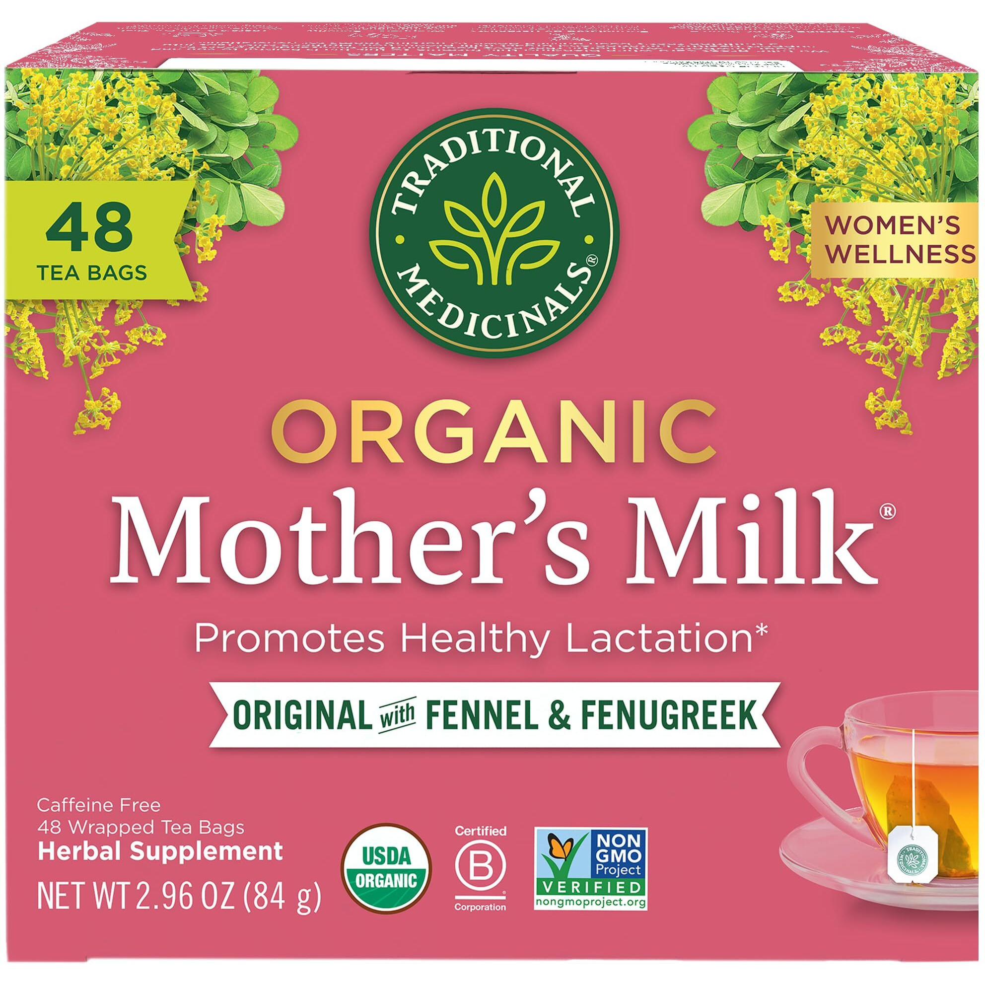 Traditional Medicinals Organic Mother's Milk Women's Tea, Promotes Healthy Lactation - 48 Tea Bags