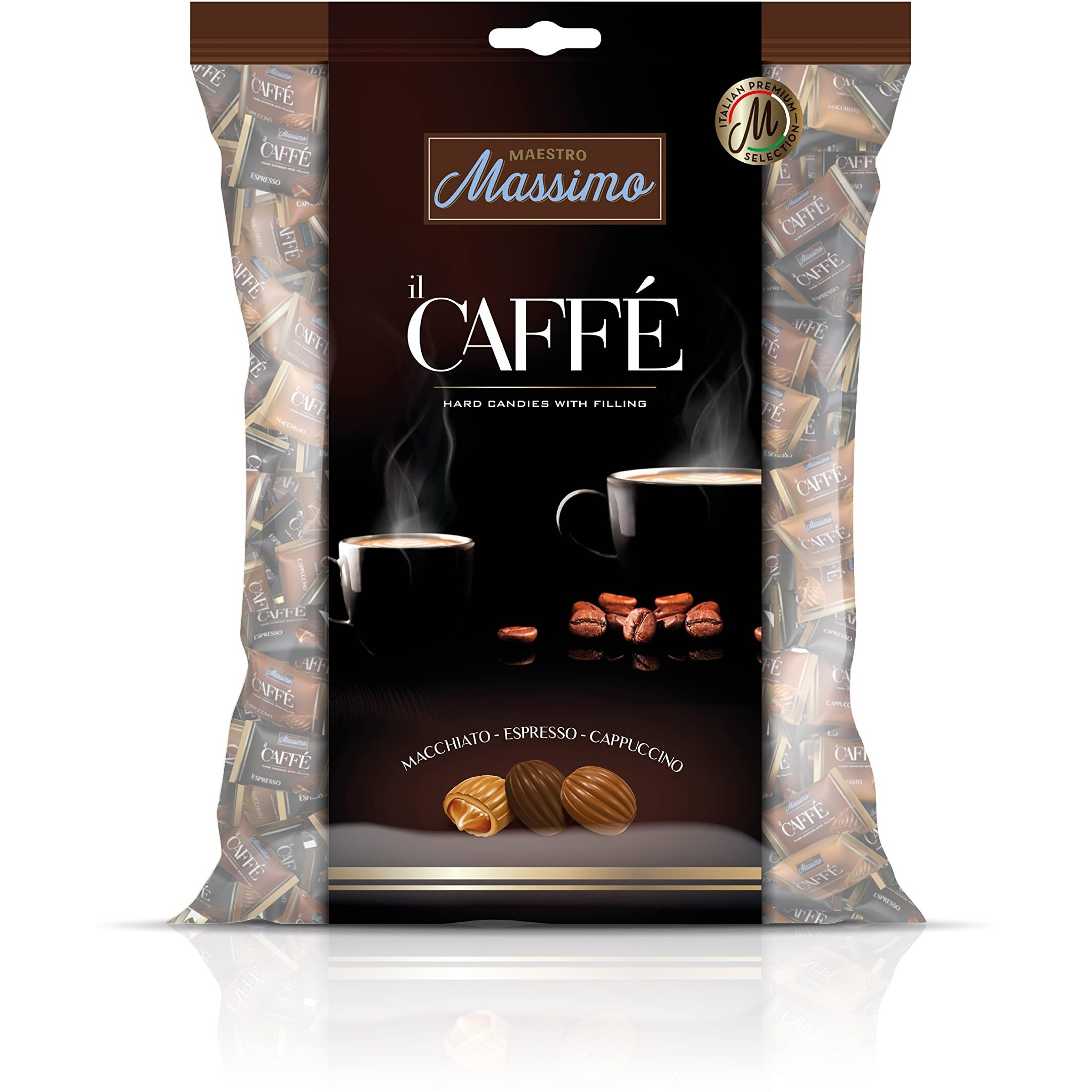 Maestro Massimo Hard Coffee Candy 2.2 Pound Pack Of 1 - Individually Wrapped Center Filling Macchiato, Espresso, Cappuccino Flavored Candies