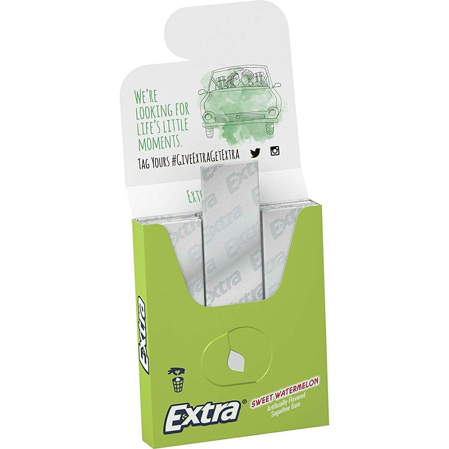 Extra Chewing Gum, Sweet Watermelon Sugarfree, 12 Ounce (Pack Of 12)
