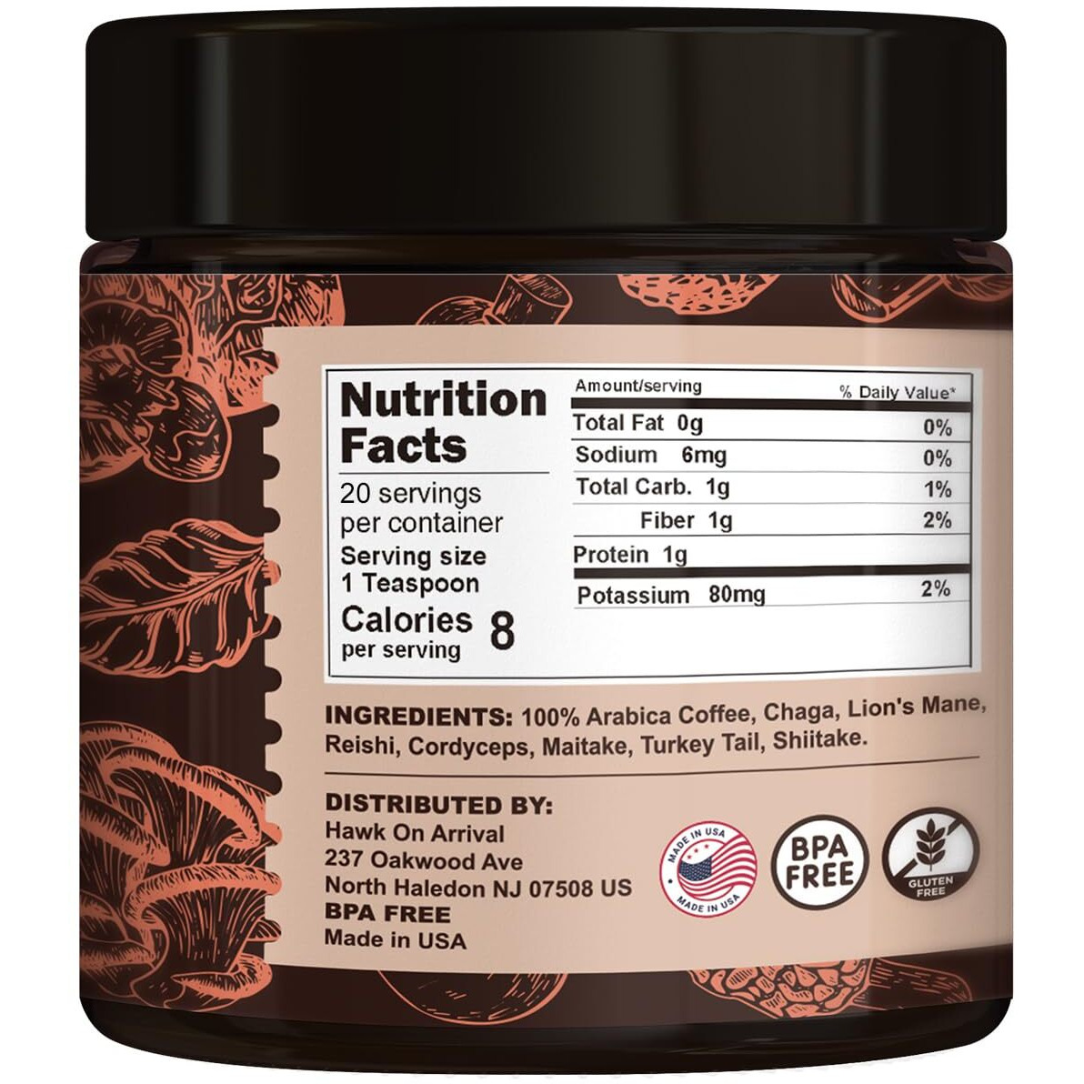 Orgfun Premium Mushroom Coffee With 7 Superfood Mushrooms, Great Tasting Arabica Instant Coffee, Includes Chaga, Lion's Mane, Reishi, Cordyceps, Maitake, And Turkey Tail, Shiitake 3.53 Oz