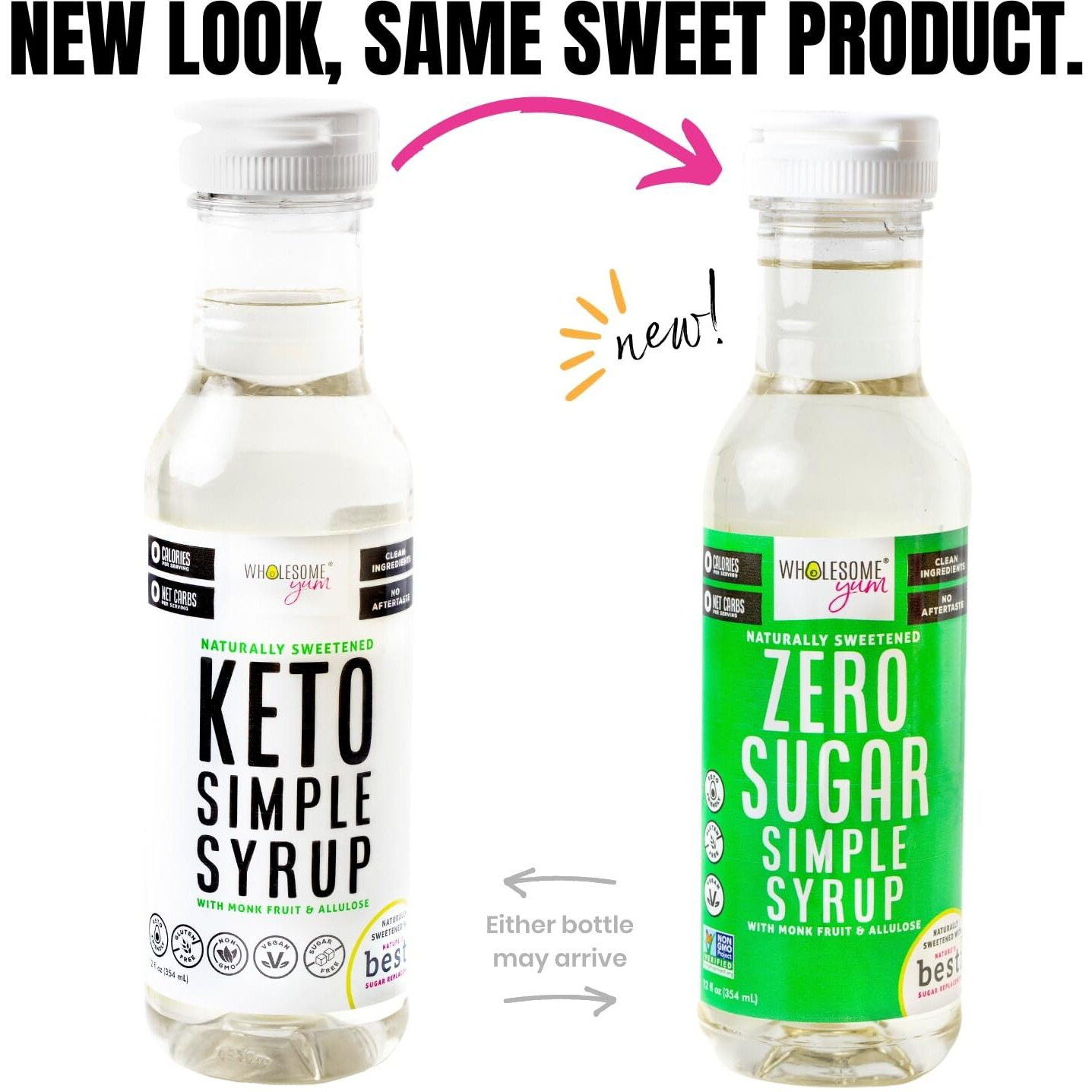 Wholesome Yum Keto Simple Syrup - Skinny Sugar Free Simple Syrup With Monk Fruit & Liquid Allulose - Natural Sweetener For Drinks, Cocktails, Coffee, & Cooking - Low Carb, Gluten Free (12 Fl Oz)