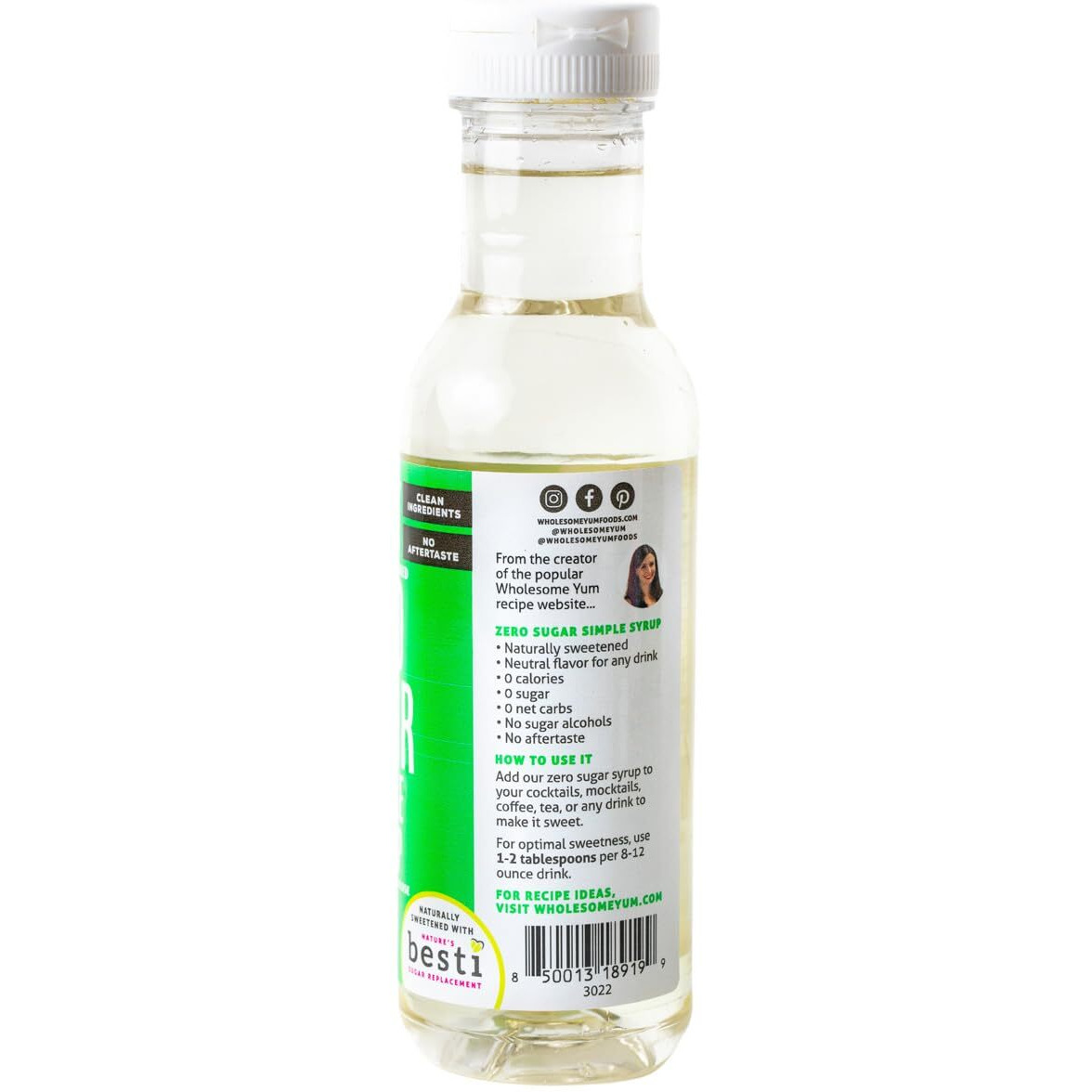 Wholesome Yum Keto Simple Syrup - Skinny Sugar Free Simple Syrup With Monk Fruit & Liquid Allulose - Natural Sweetener For Drinks, Cocktails, Coffee, & Cooking - Low Carb, Gluten Free (12 Fl Oz)