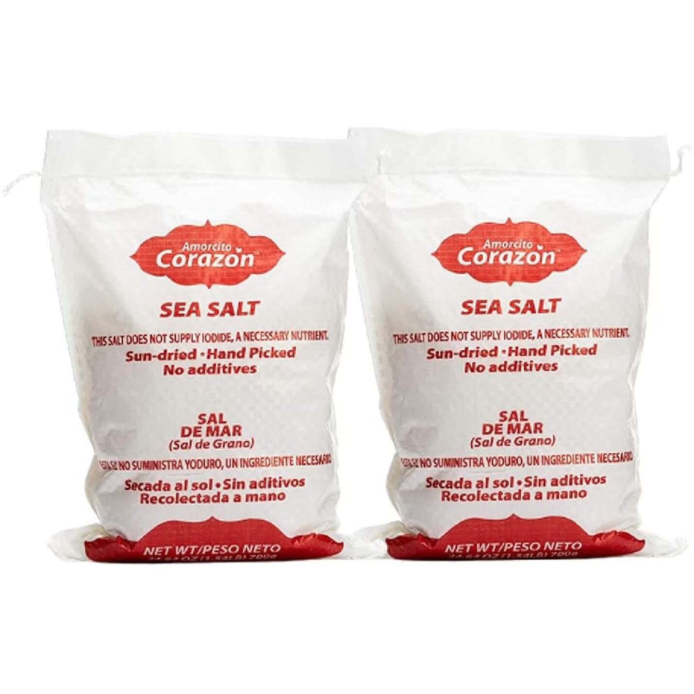 Amorcito Coraz  N - Coarse Sea Salt, Natural Salt From M  Xico - 700Gr (2 Pack)