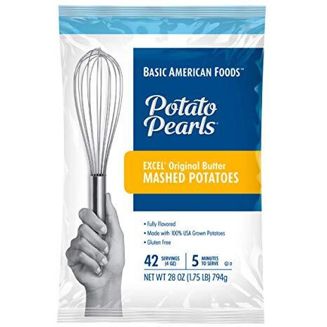 Basic American Foods Potato Pearls, Original Butter Mashed Potatoes, Large Size For Food Services And Restaurants, Easy To Prepare, Made With 100% Usa Grown Potatoes,28 Ounces (Pack Of 12)