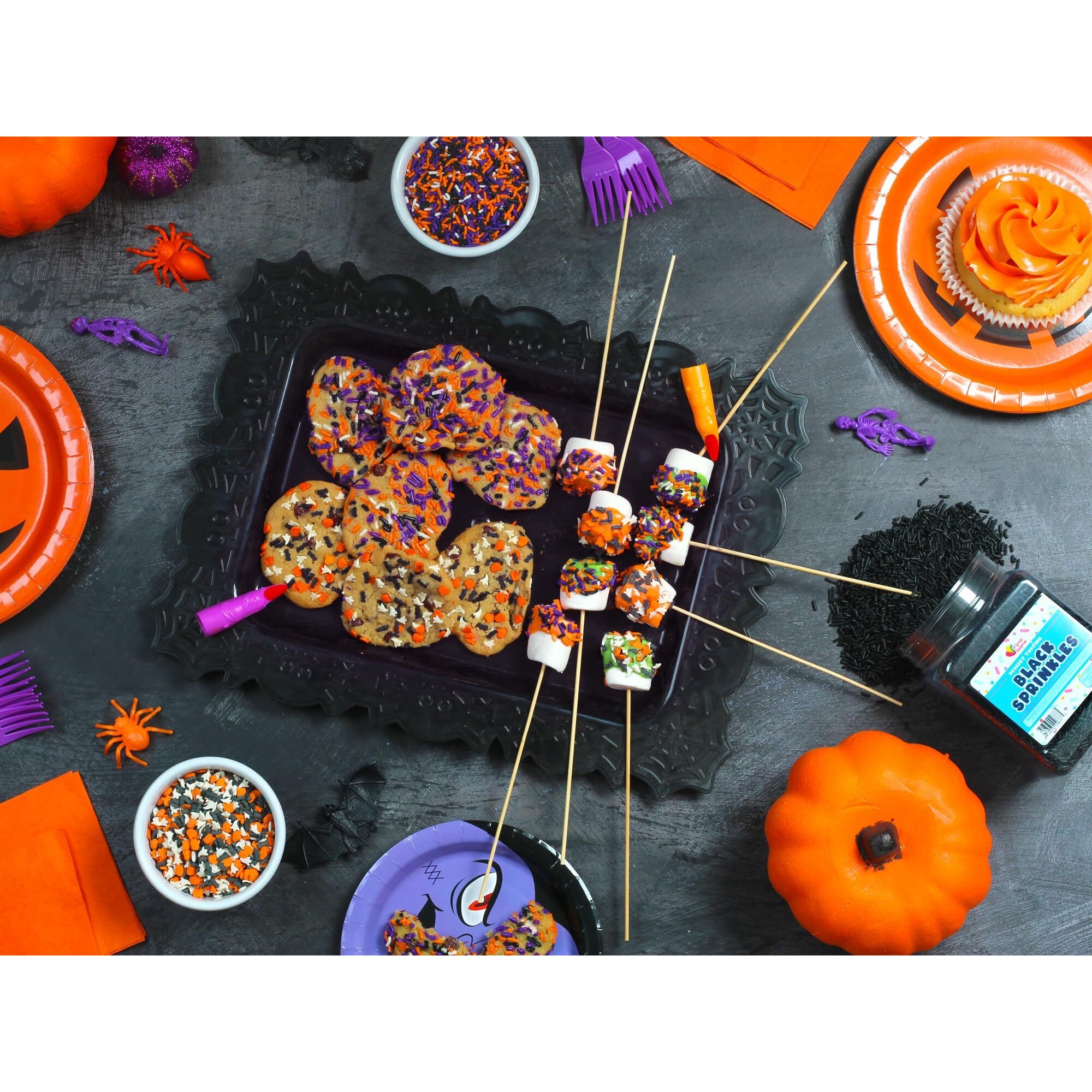 Halloween Sprinkles - 2.2 Lb - Orange, Black, Purple And White Jimmies - Spooky Season Sprinkles
