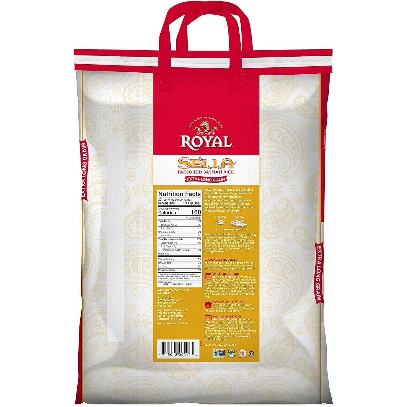 Royal Chefs Secret Parboiled Sella Extra Long Basmati Rice, 10 Pound