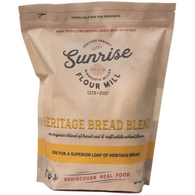 Sunrise Flour Mill Organic Heritage Bread Blend Flour - 5 Lbs | Produced & Shipped Within 10 Days | Easier To Digest With Less Bloating | No Bleaching Or Bromating | Zero Additives