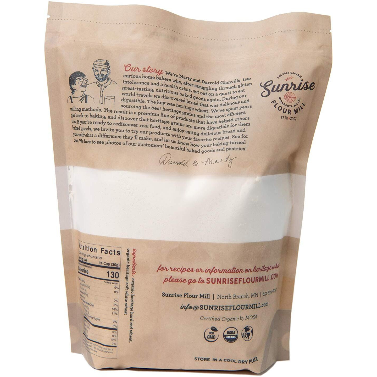 Sunrise Flour Mill Organic Heritage Bread Blend Flour - 5 Lbs | Produced & Shipped Within 10 Days | Easier To Digest With Less Bloating | No Bleaching Or Bromating | Zero Additives