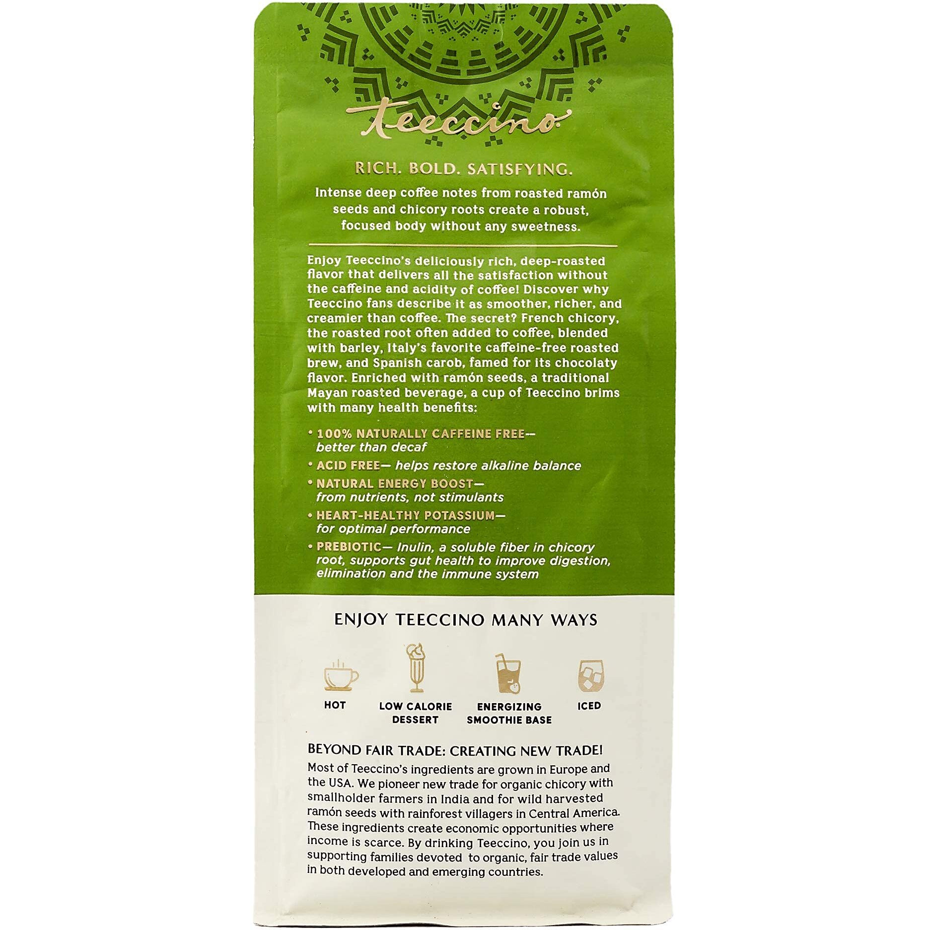 Teeccino Herbal Coffee Variety Pack - Vanilla Nut, French Roast, Maca Chocolat   - Ground Herbal Coffee Thats Prebiotic, Caffeine-Free & Acid Free, Dark Roast, 11 Ounce (Pack Of 3)