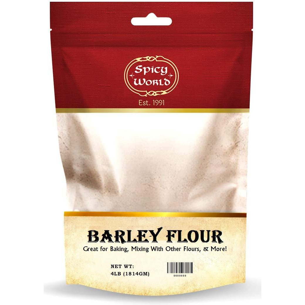 Spicy World Barley Flour - 4 Lb (64Oz) Bag | All-Natural, Raw, Usa Grown | Versatile Barley Grain For Baking, Cooking, And More | Rich Source Of Fiber
