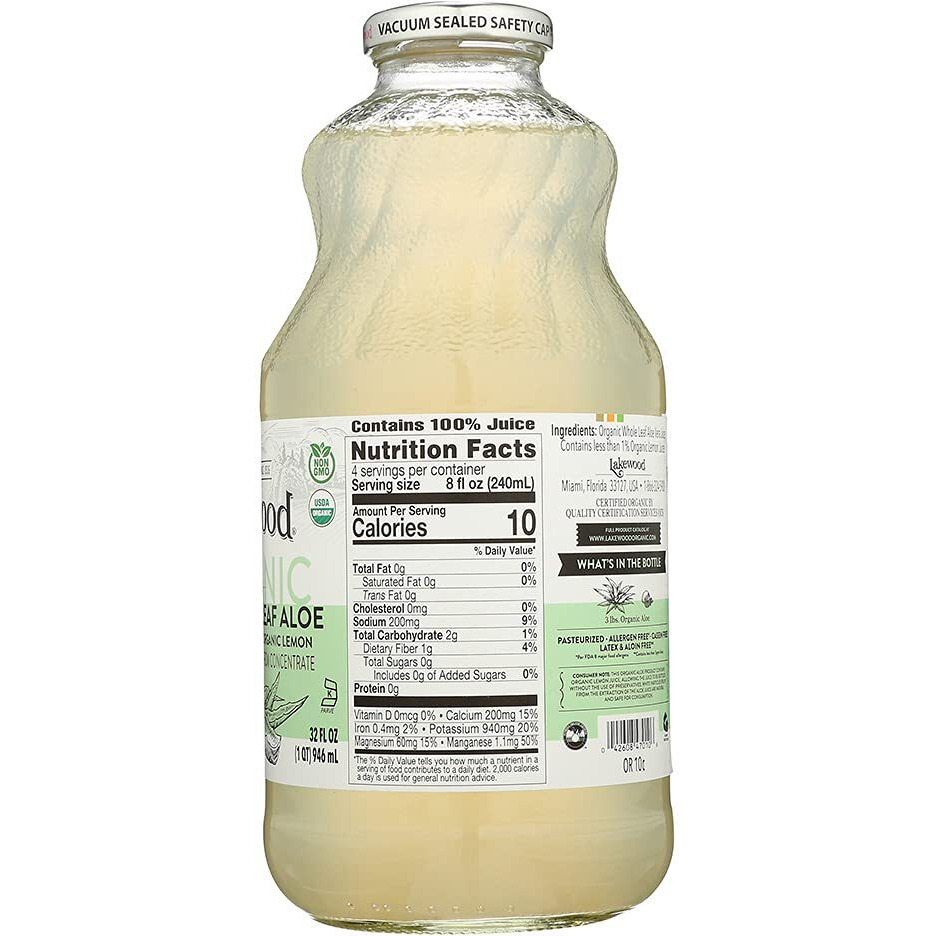 Lakewood Organic Pure Whole Leaf Aloe, 32 Ounce (Pack Of 6)