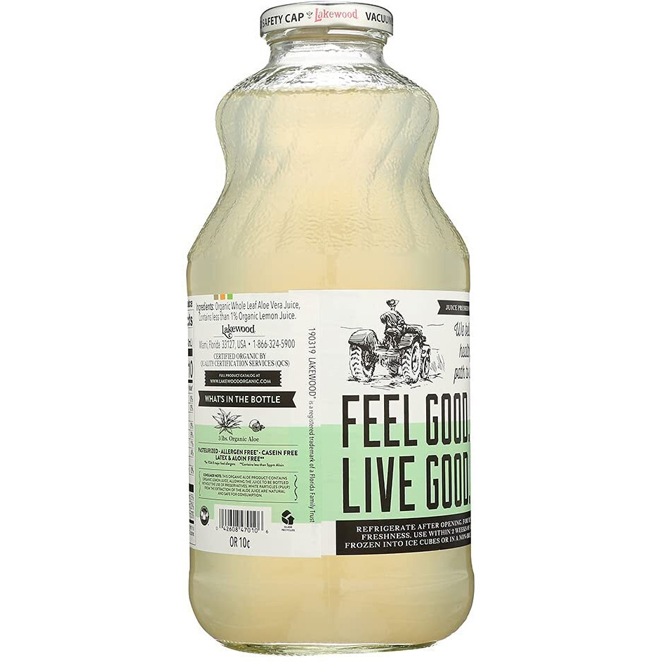 Lakewood Organic Pure Whole Leaf Aloe, 32 Ounce (Pack Of 6)