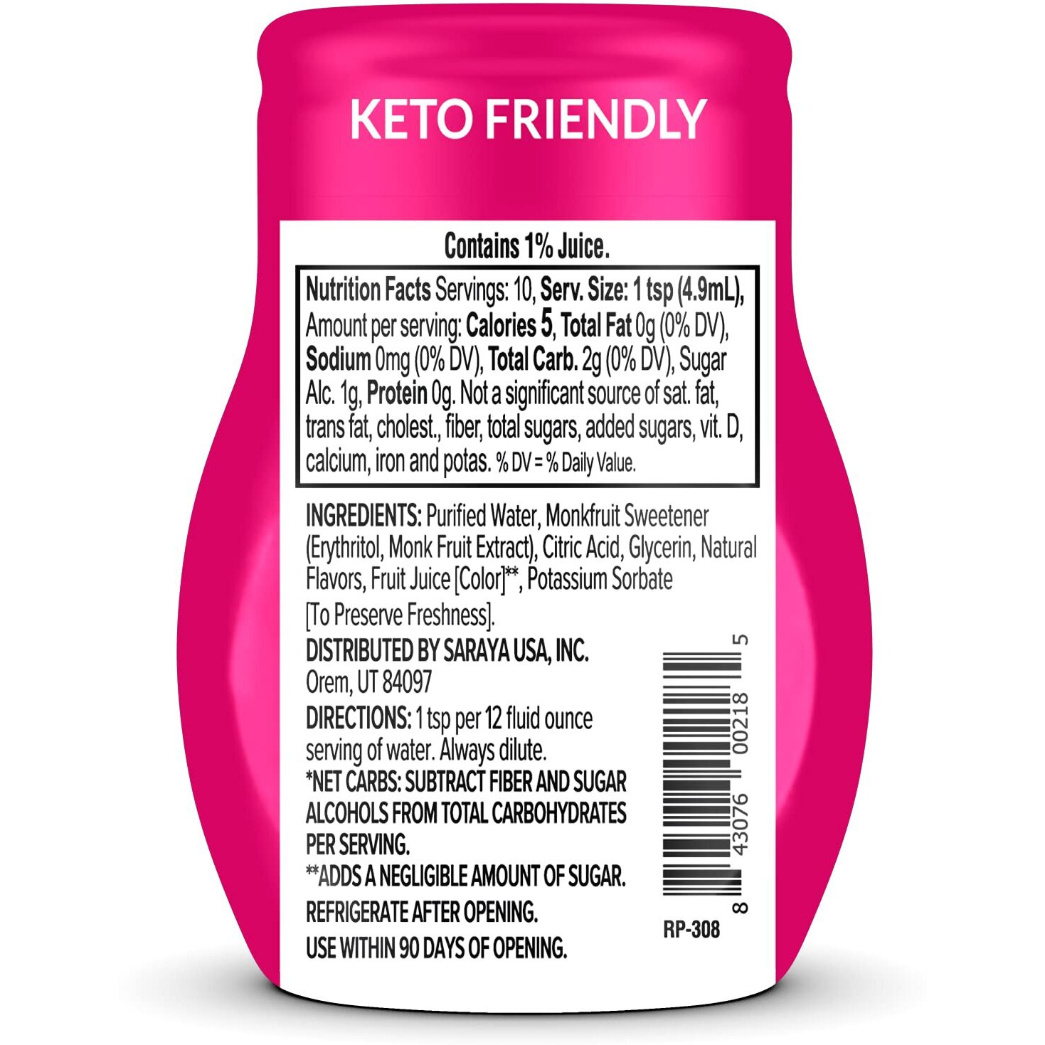 Lakanto Sugar Free Water Enhancer - Sweetened With Monk Fruit Sweetener And Erythritol, On The Go Liquid Hydration, Zero Sugar, Naturally Flavored - Strawberry Watermelon (1.67 Fl Oz - Pack Of 6)