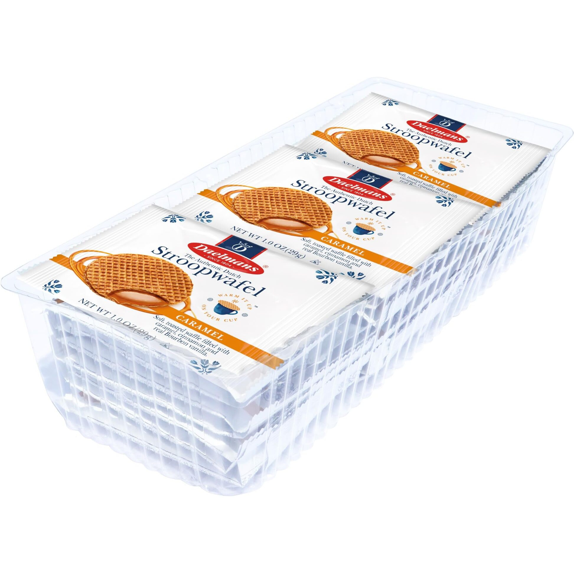 Daelmans Stroopwafel Caramel - The Original Stroopwafels, Toasted Dutch Waffle Cookies With A Creamy & Buttery Filling, Made In Holland, No Artificial Colors Or Preservatives - 24 Count (Pack Of 2)