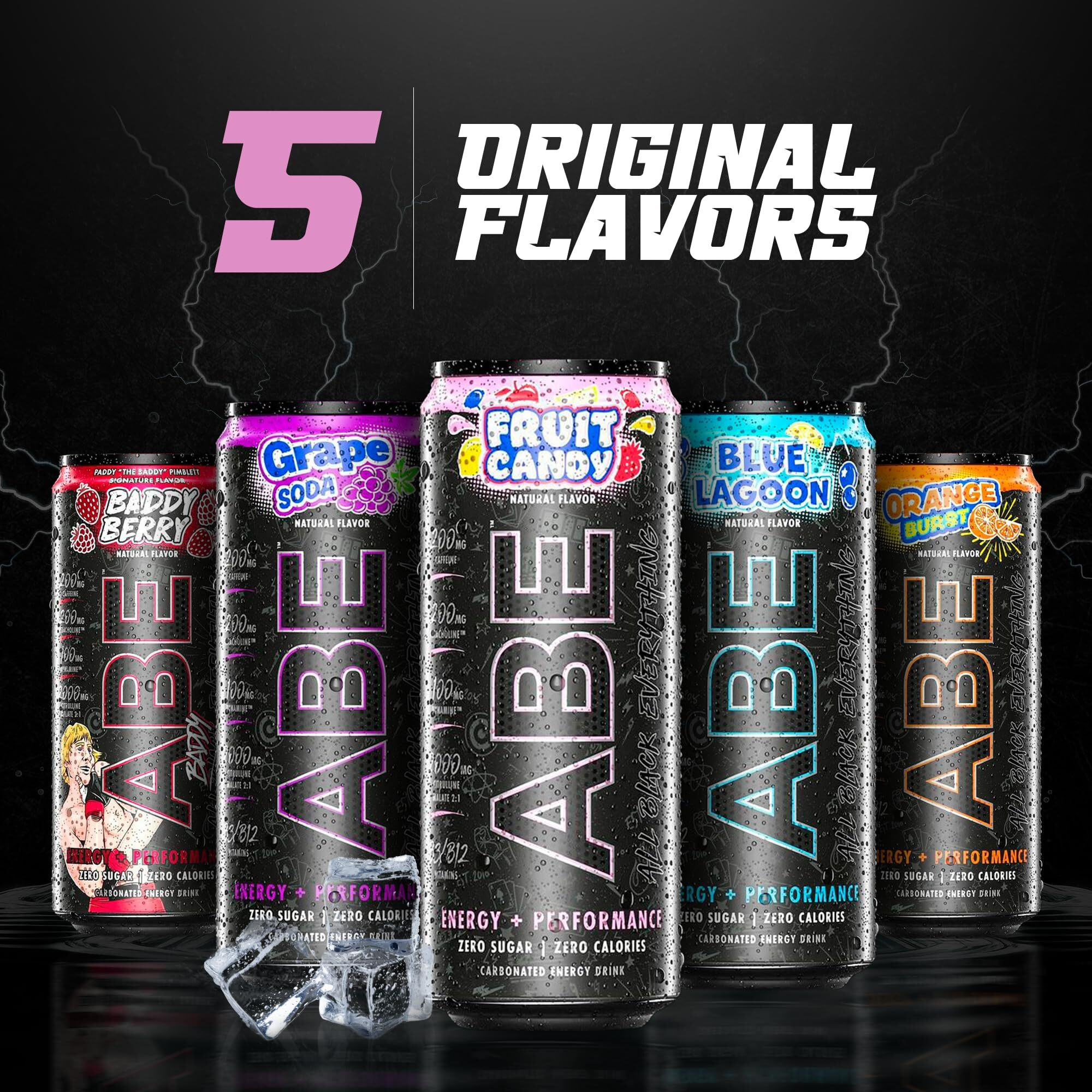 All Black Everything Sugar Free Energy Drink | Fruit Candy | 0 Calories | 12 Pack | 200Mg Natural Caffeine | Pre-Workout Sport Drink For Men And Women
