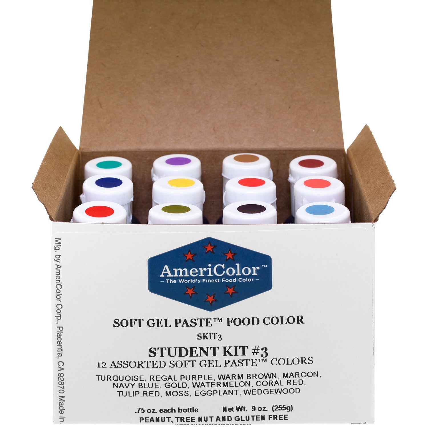 Food Coloring Americolor Student - Kit 3 12 .75 Ounce Bottles Soft Gel Paste Colors