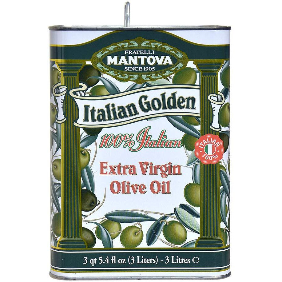 Mantova Italian Golden Extra Virgin Olive Oil 102 Oz - Premium Authentic Italian Evoo Cold-Pressed, 100% Italian Grown Olives, Rich Flavor, Ideal For Cooking And Dressings
