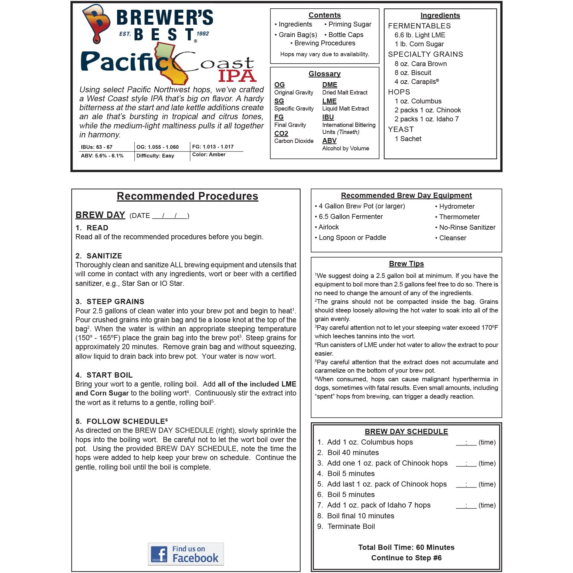 Pacific Coast Ipa Beer Ingredient Kit