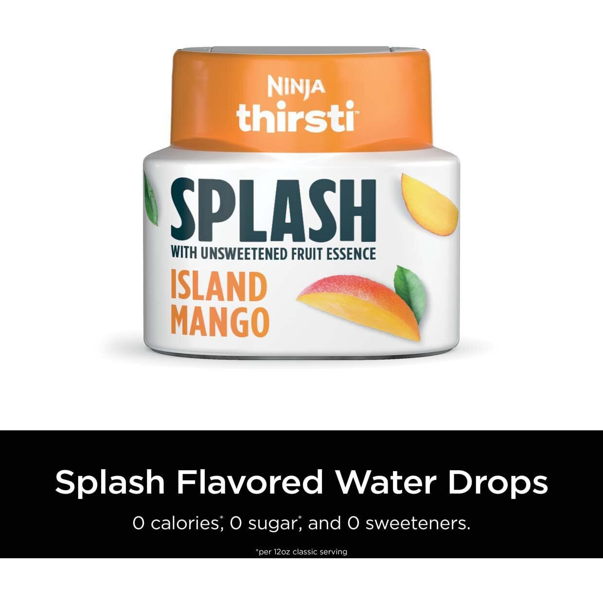 Ninja Thirsti Flavored Water Drops, Splash With Unsweetened Fruit Essence, Island Mango, 3 Pack, Zero Calories, Zero Sugar, Zero Sweeteners, 2.07 Fl Oz, Makes 20, 12Oz Drinks, Wcfmangam