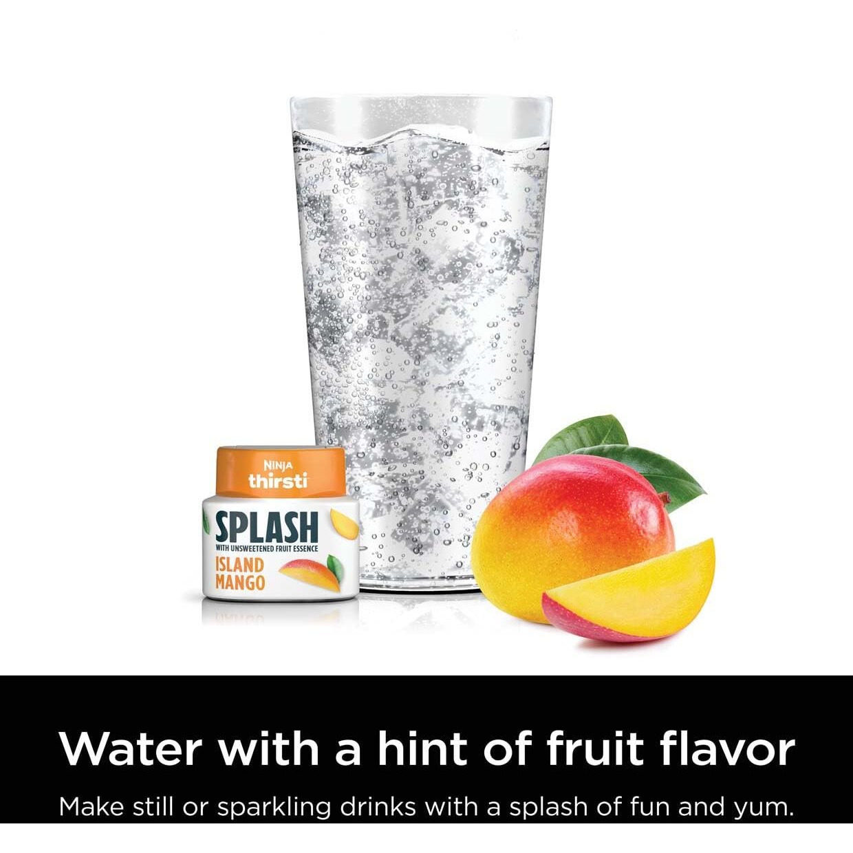 Ninja Thirsti Flavored Water Drops, Splash With Unsweetened Fruit Essence, Island Mango, 3 Pack, Zero Calories, Zero Sugar, Zero Sweeteners, 2.07 Fl Oz, Makes 20, 12Oz Drinks, Wcfmangam