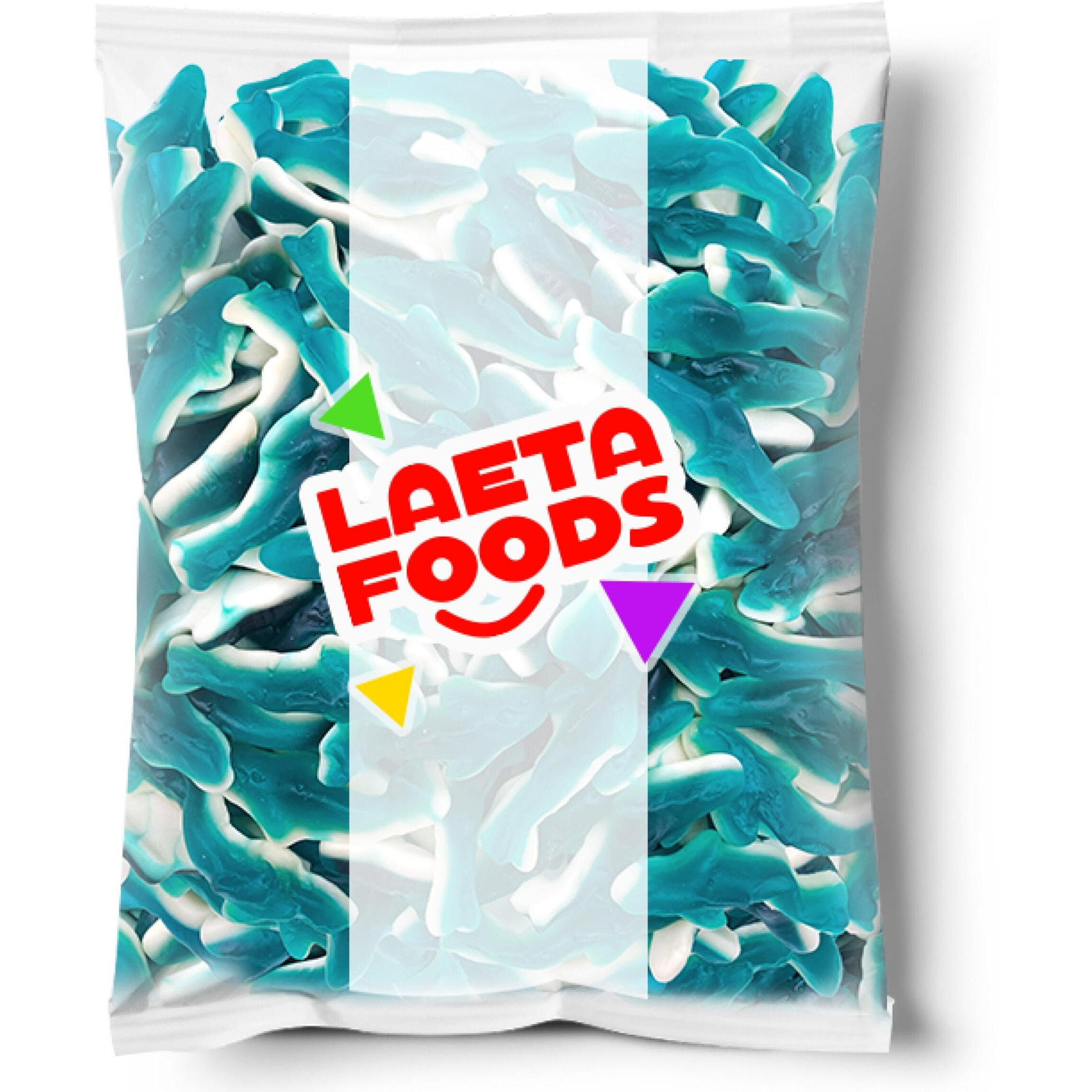 Blue Sharks Raspberry Marshmallow Gummy Candy (1 Pound Bag)