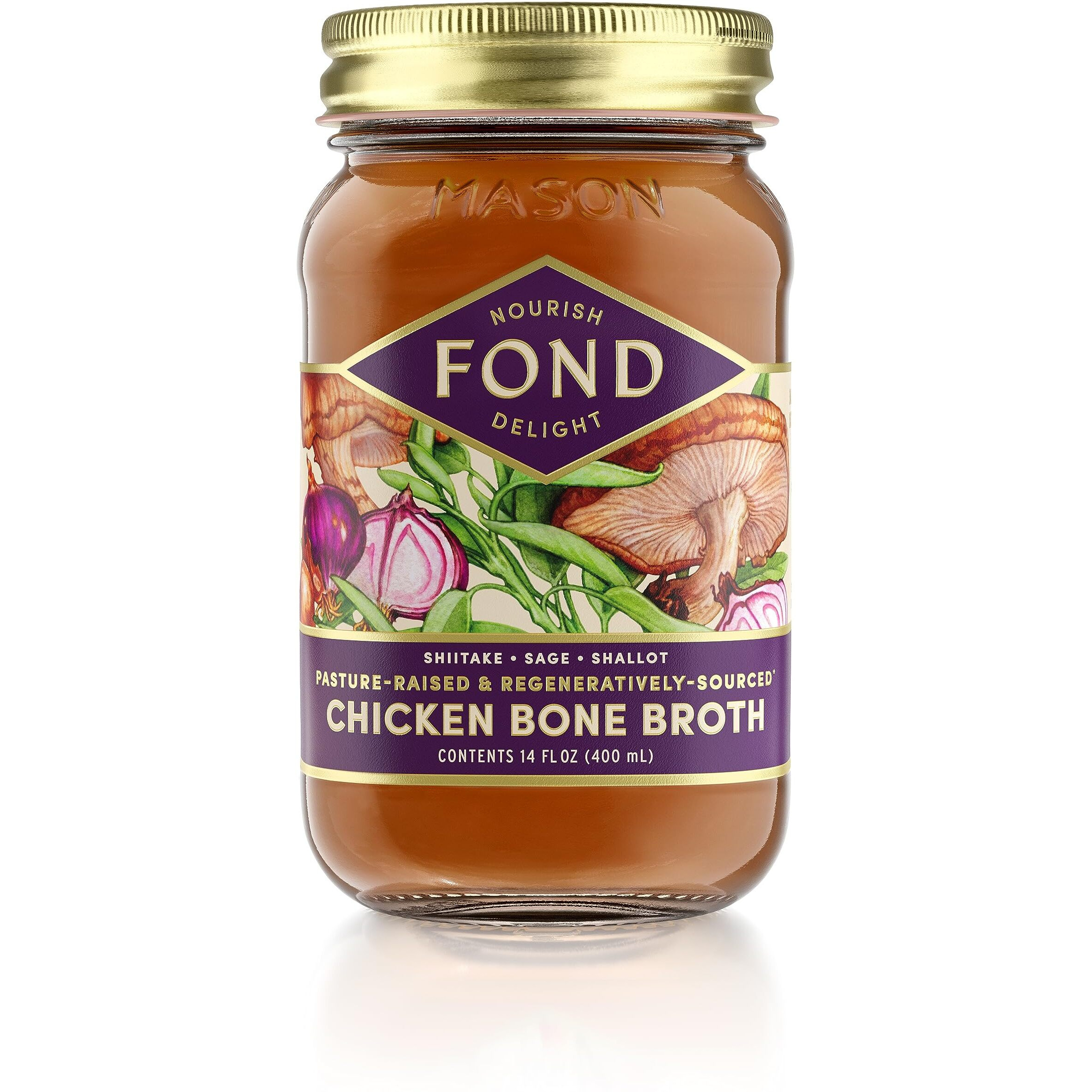 Fond Pasture-Raised Regenerative Chicken Bone Broth Infused With Organic Shiitake & Sage