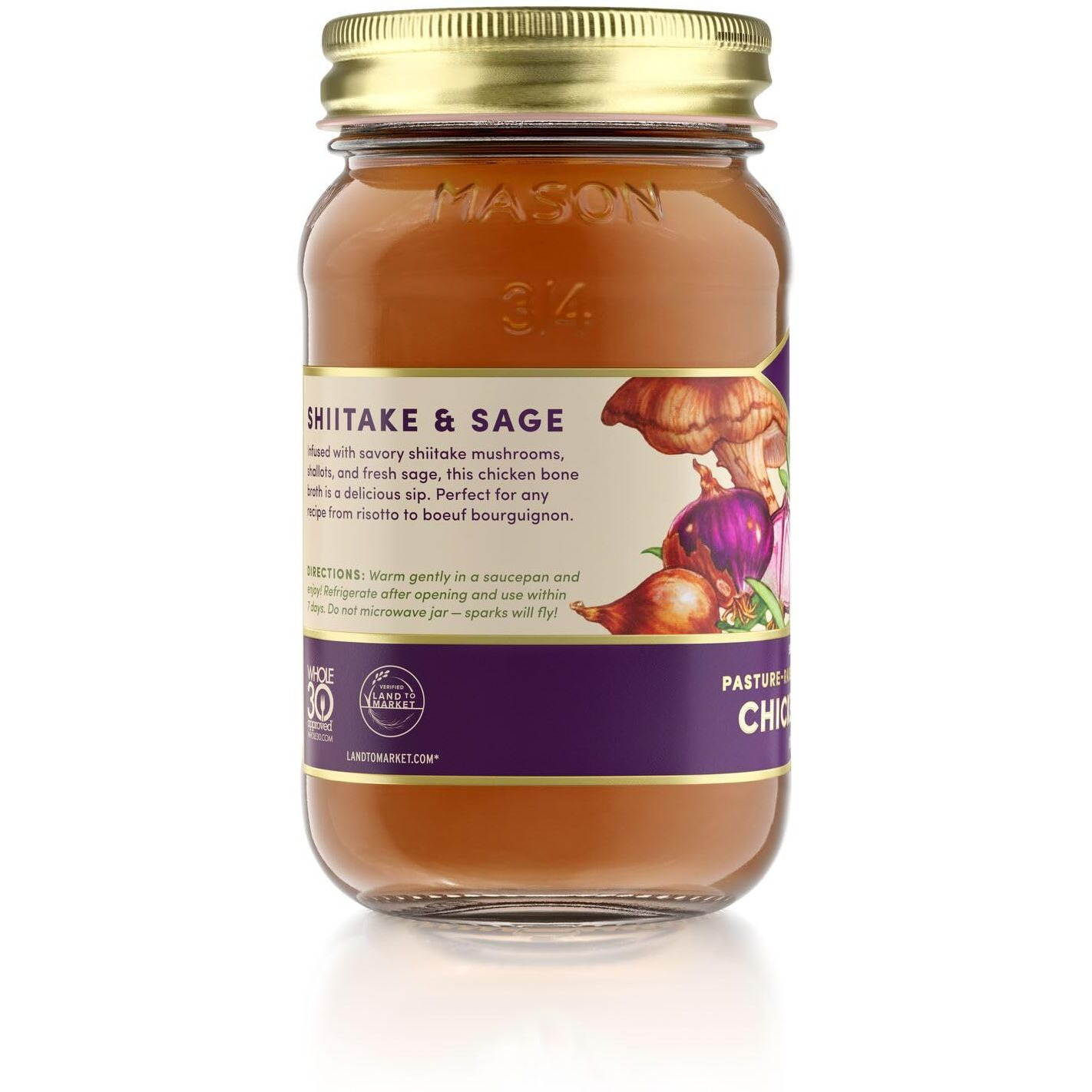 Fond Pasture-Raised Regenerative Chicken Bone Broth Infused With Organic Shiitake & Sage