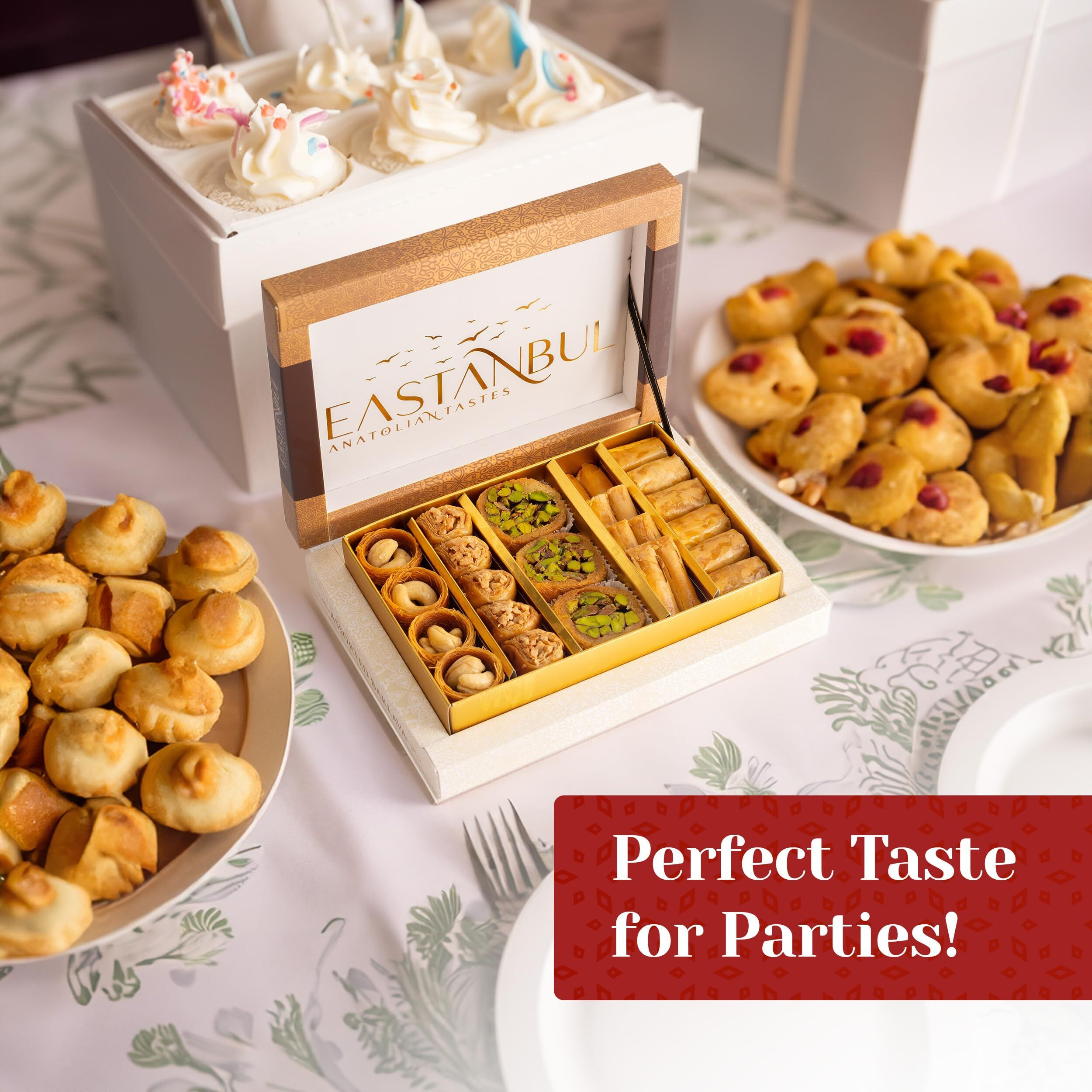 Eastanbul Baklava 8.8Oz, Baklava Gift Box, Baklava Pastry, Middle Eastern Sweets Gift Box, Premium Gourmet Desserts, Baklava Pistachio & Cashew Rich Arabic & Turkish Baklava
