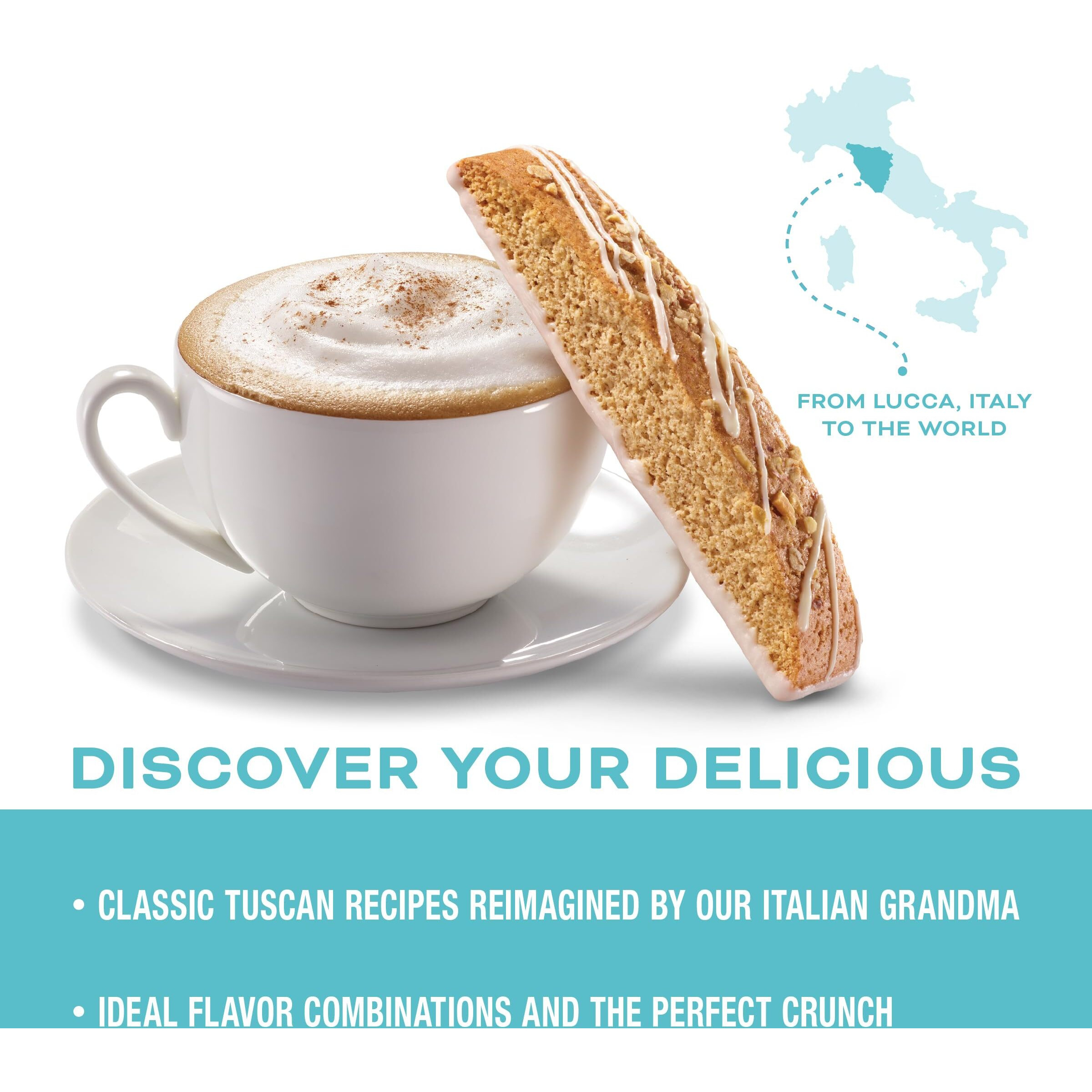 Nonni's Cinnamon Coffee Cake Biscotti Italian Cookies - 6 Boxes Italian Biscotti Almond Cookies W/Cinnamon Streusel Icing - Biscotti Individually Wrapped Cookies - Kosher Coffee Cookies - 6.88 Oz
