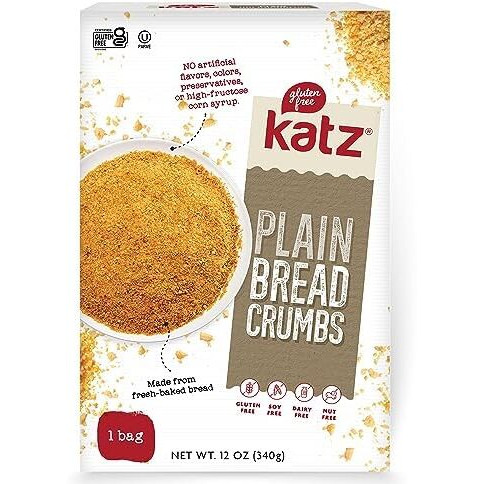 Katz Gluten Free Bread Crumbs Plain Unseasoned. Crispy Flavorful Coating. Perfect For Baking & Cooking. Kosher, Dairy Free, Soy Free, Nut Free. 12 Oz (Pack Of 6)