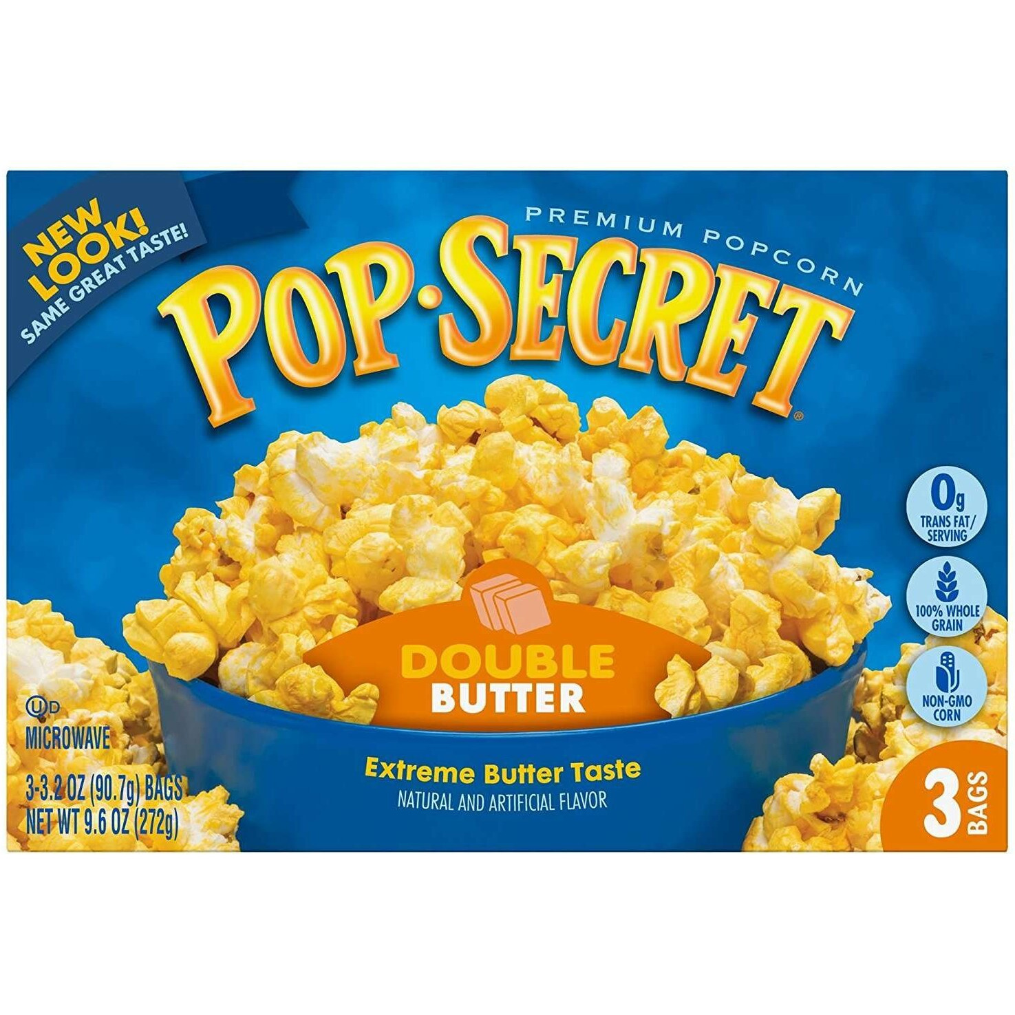 Pop Secret Popcorn, Double Butter, 3-Count Box (9.6 Oz)