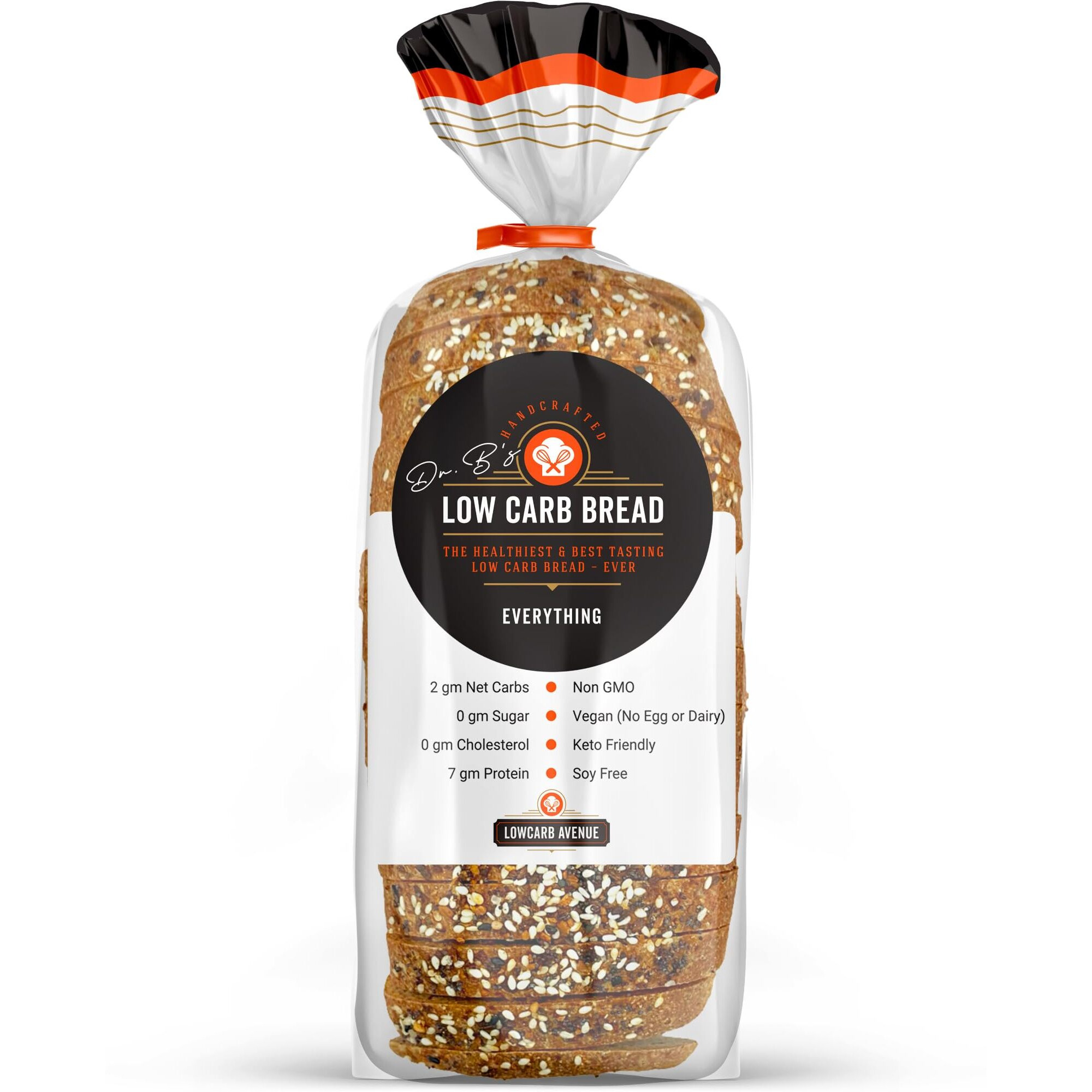 Dr. B's Multigrain Bread | 2G Net Carbs & 7G Protein | Low Calorie, Vegan, Sugar Free | Fresh, Sliced, Keto & Low Carb Bread Loaf ((1 Pack (16 Oz), Everything)